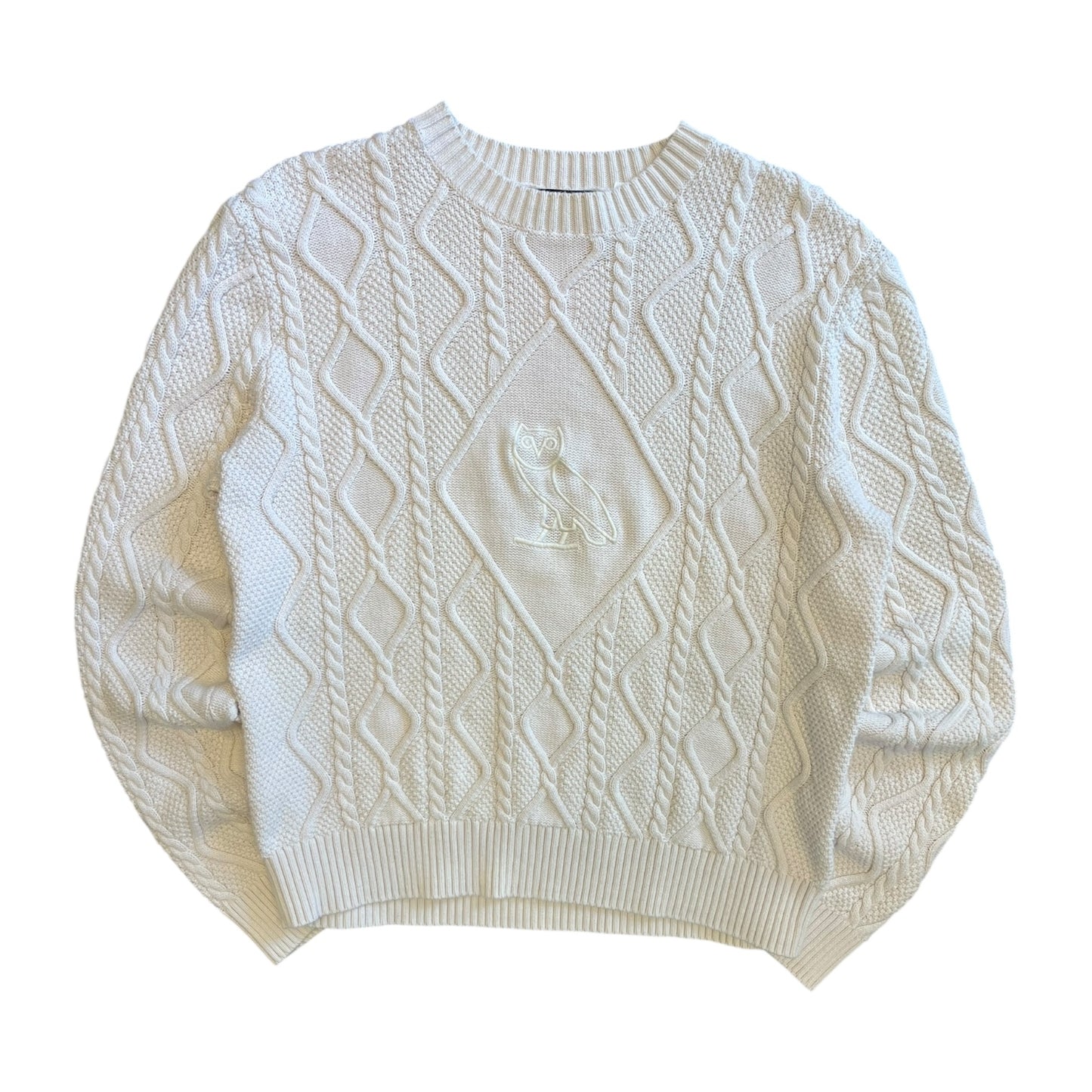 OVO Owl Tan Cable Knit Sweater