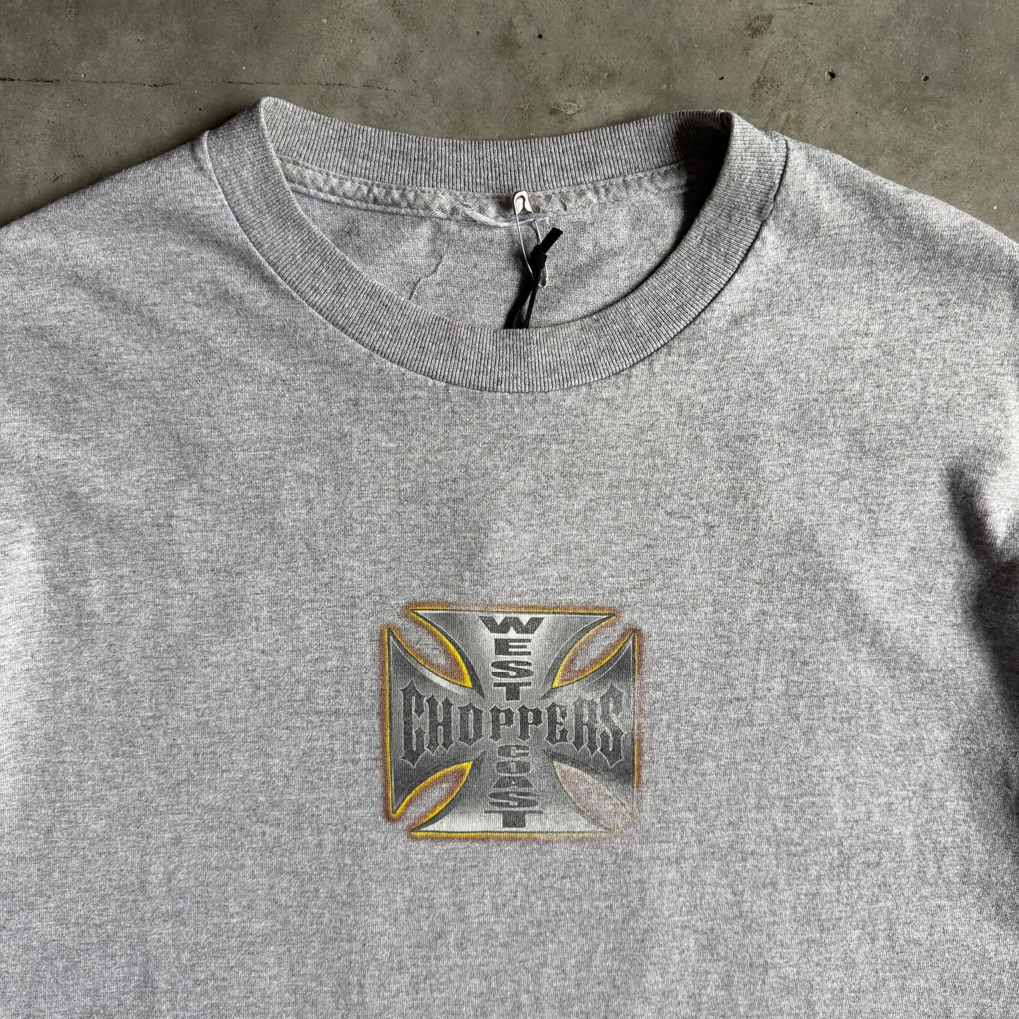 Y2K West Coast Choppers Long Beach Flame Chopper Grey T Shirt