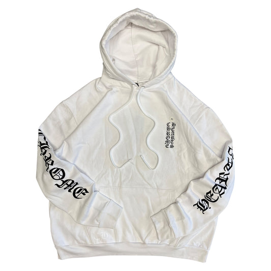 Chrome Hearts Spell Out Sleeve White Hoodie