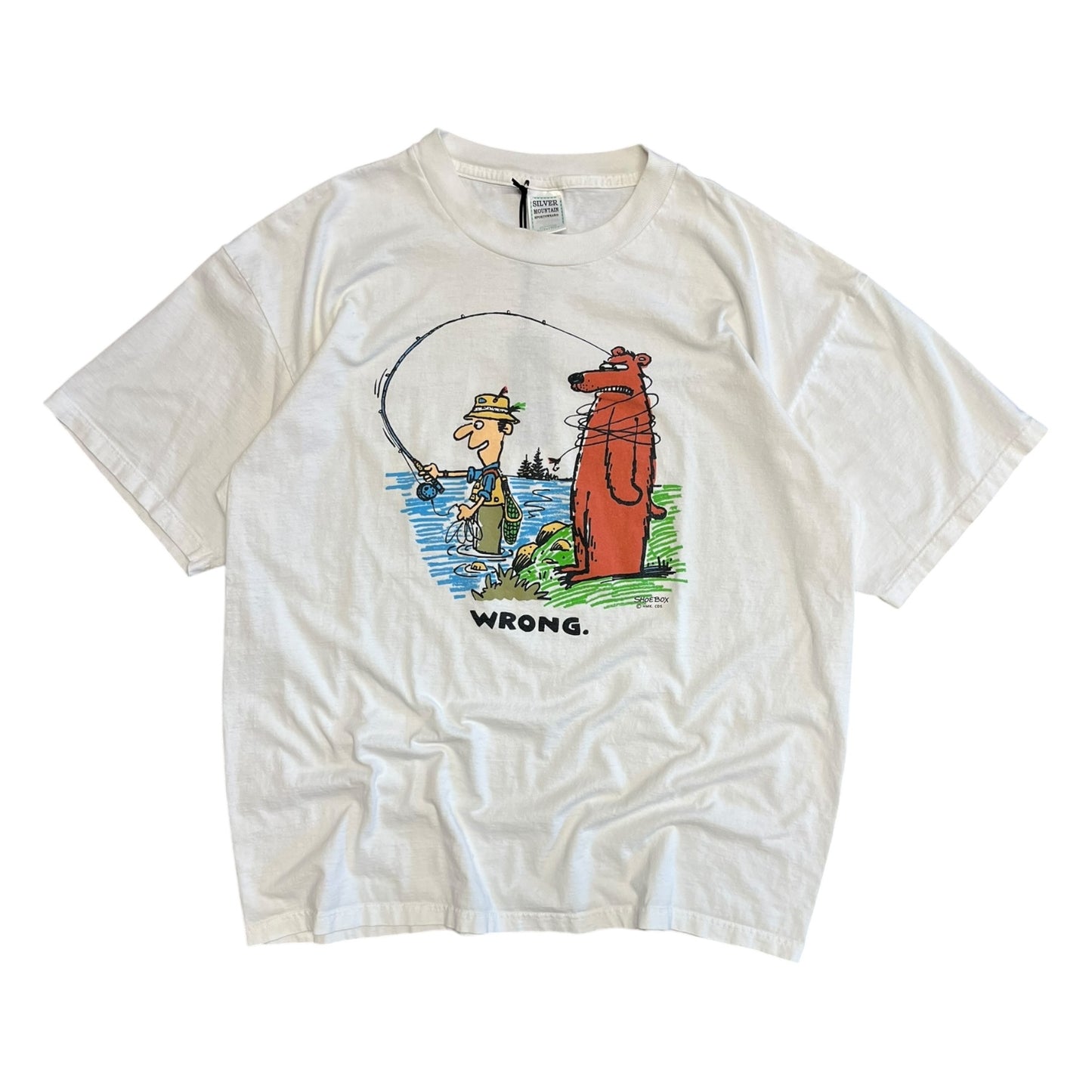 Y2K Fisherman Bear “Wrong.” Tee