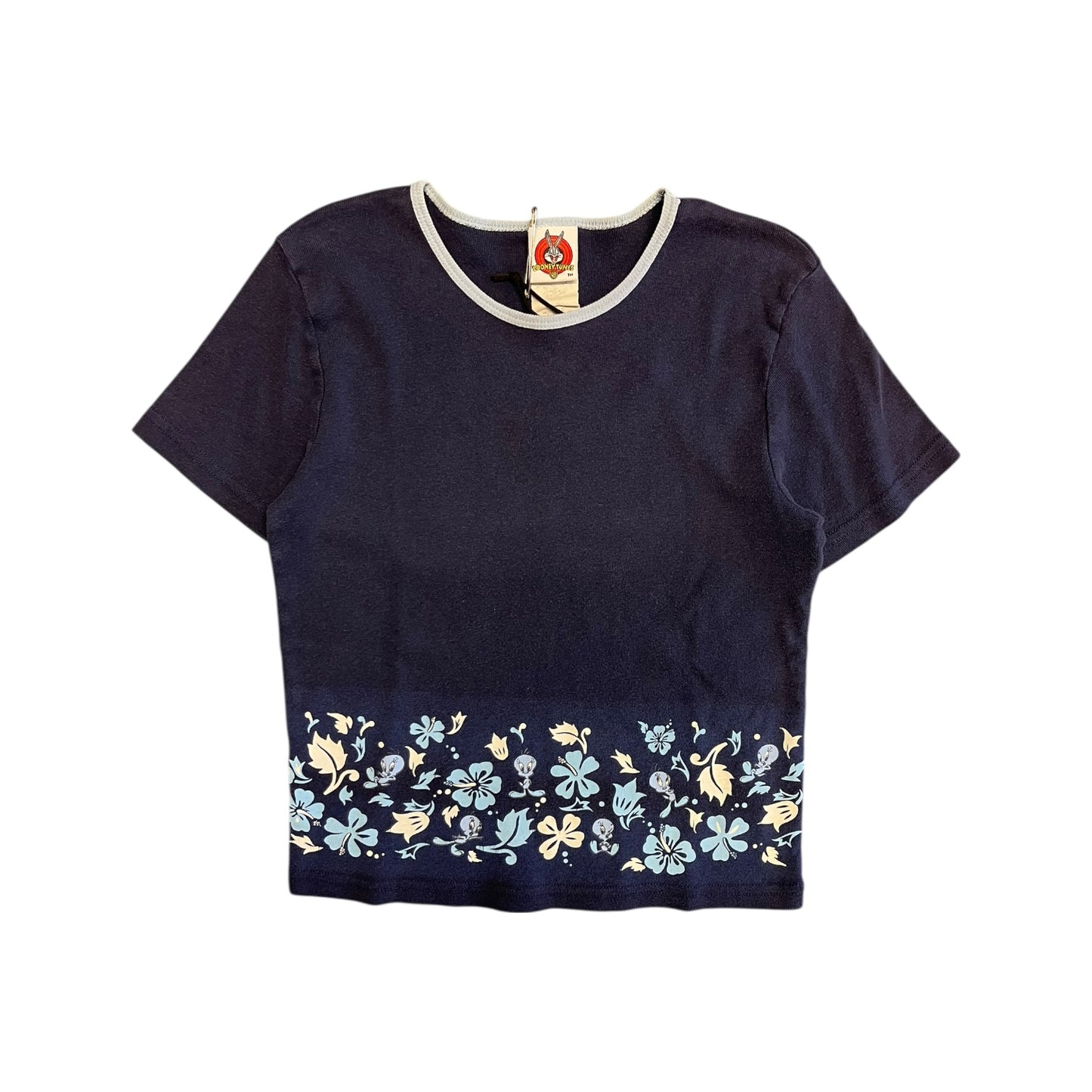 Y2K Youth Looney Toons Tweety and Flowers Waist Print Tee