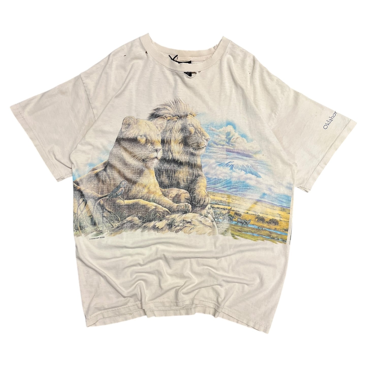 Vintage Thrashed Lion Wrap Around AOP T Shirt