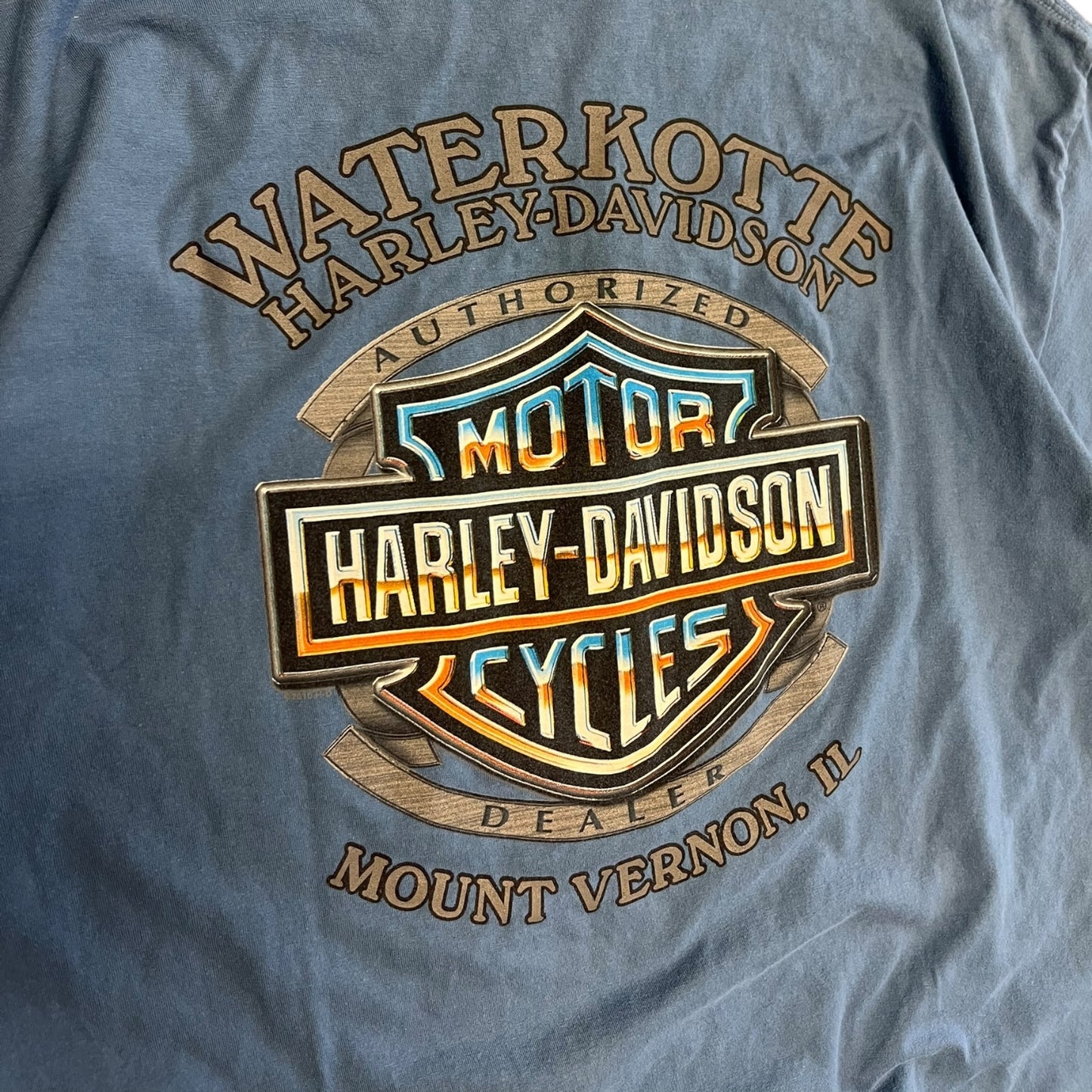 Harley Davidson Genuine Oil Pin Up Girl Blue T Shirt