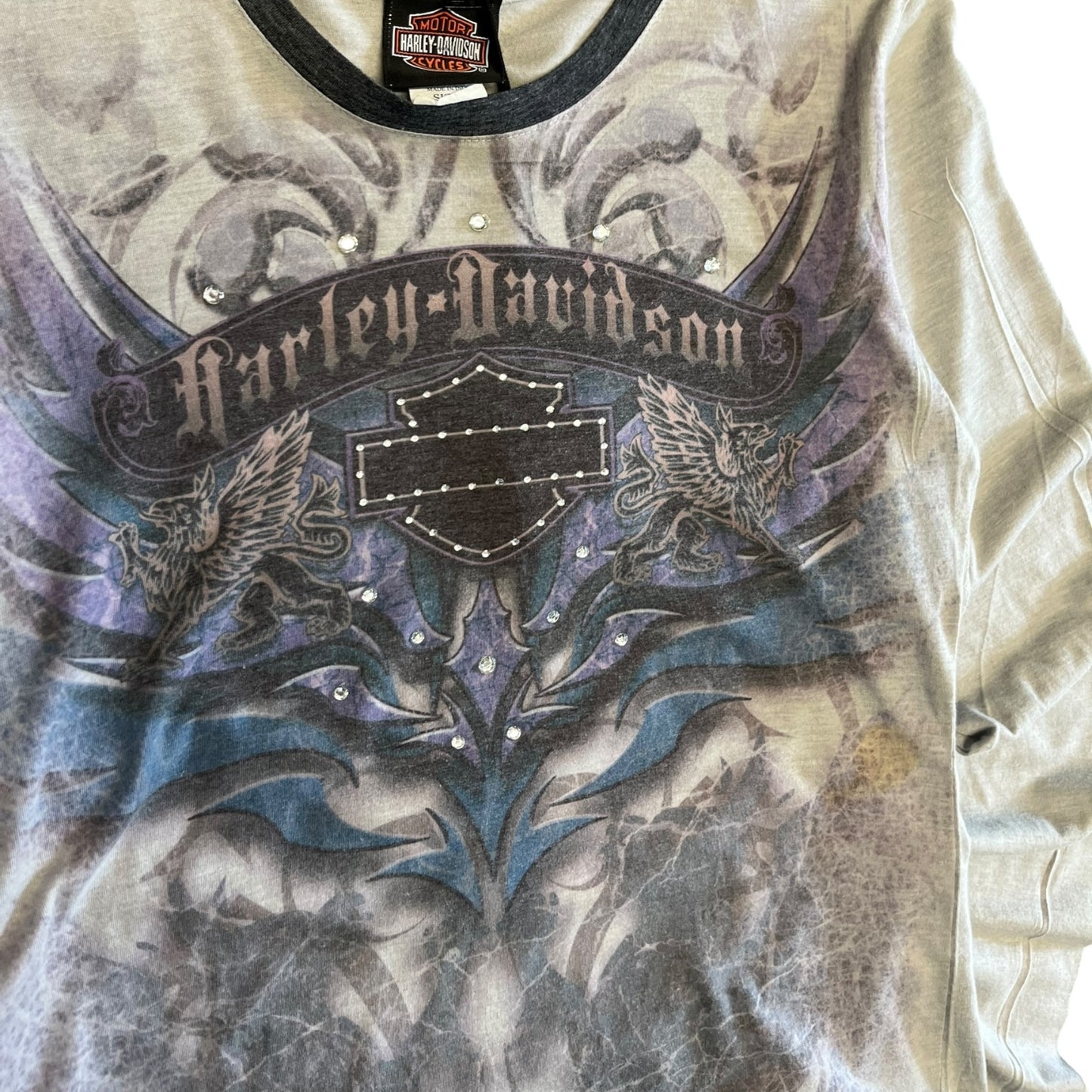 Women’s Harley Davidson Purple/Grey Grunge Long Sleeve