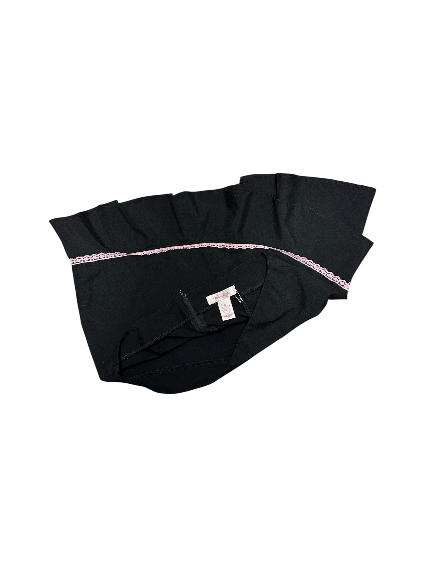 Women’s Y2K Xhilaration Black Mini Skirt With Pink Lace