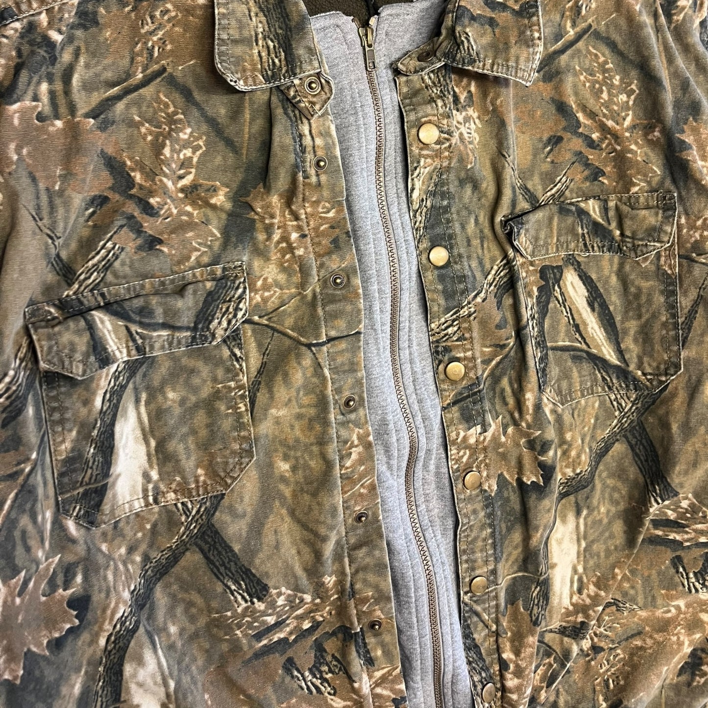 Y2K Faded Glory 2-Layer Camo Overcoat w/ Zip Up