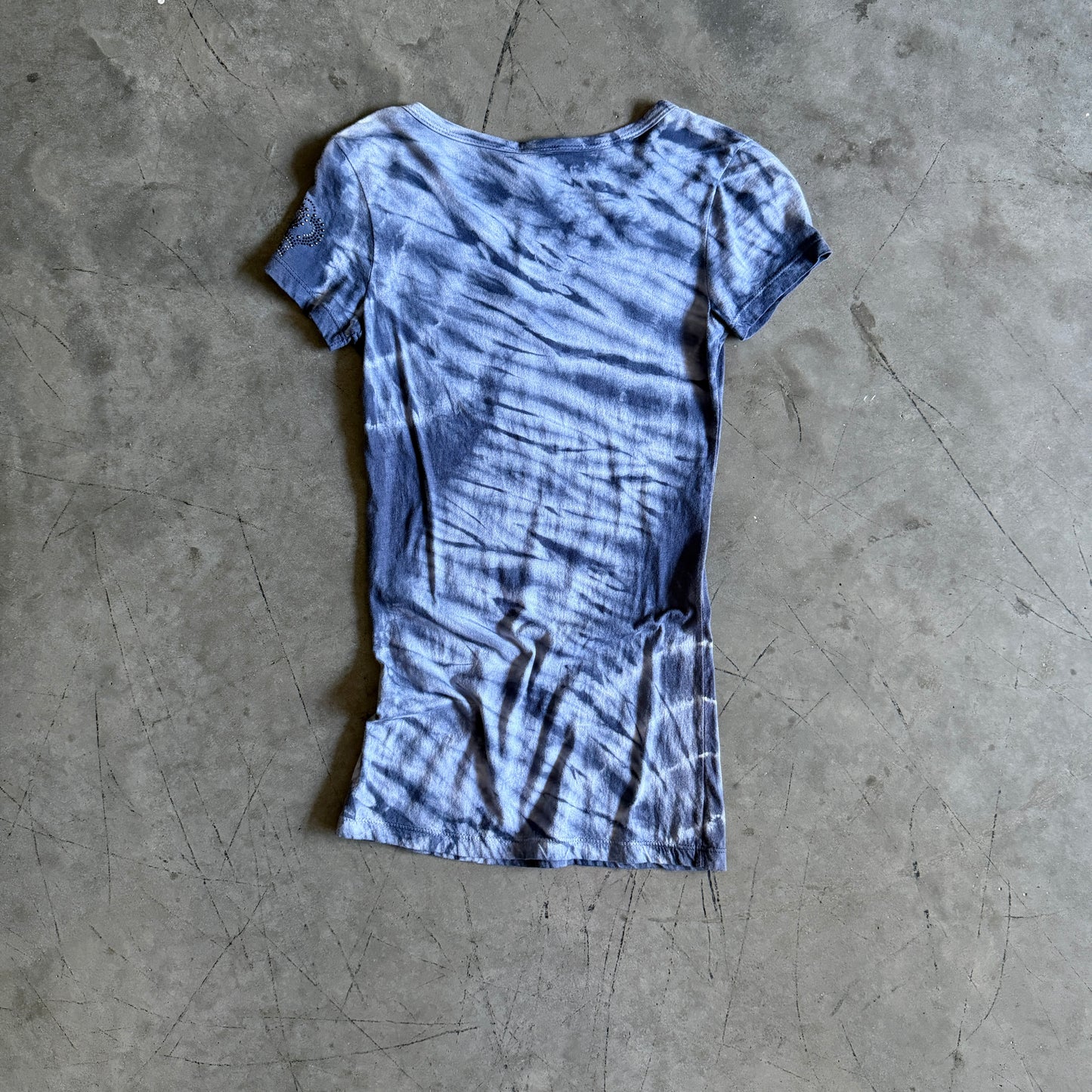 Y2K Vocal Blue Tie Dye Rhinestone Crown Fitted Tee