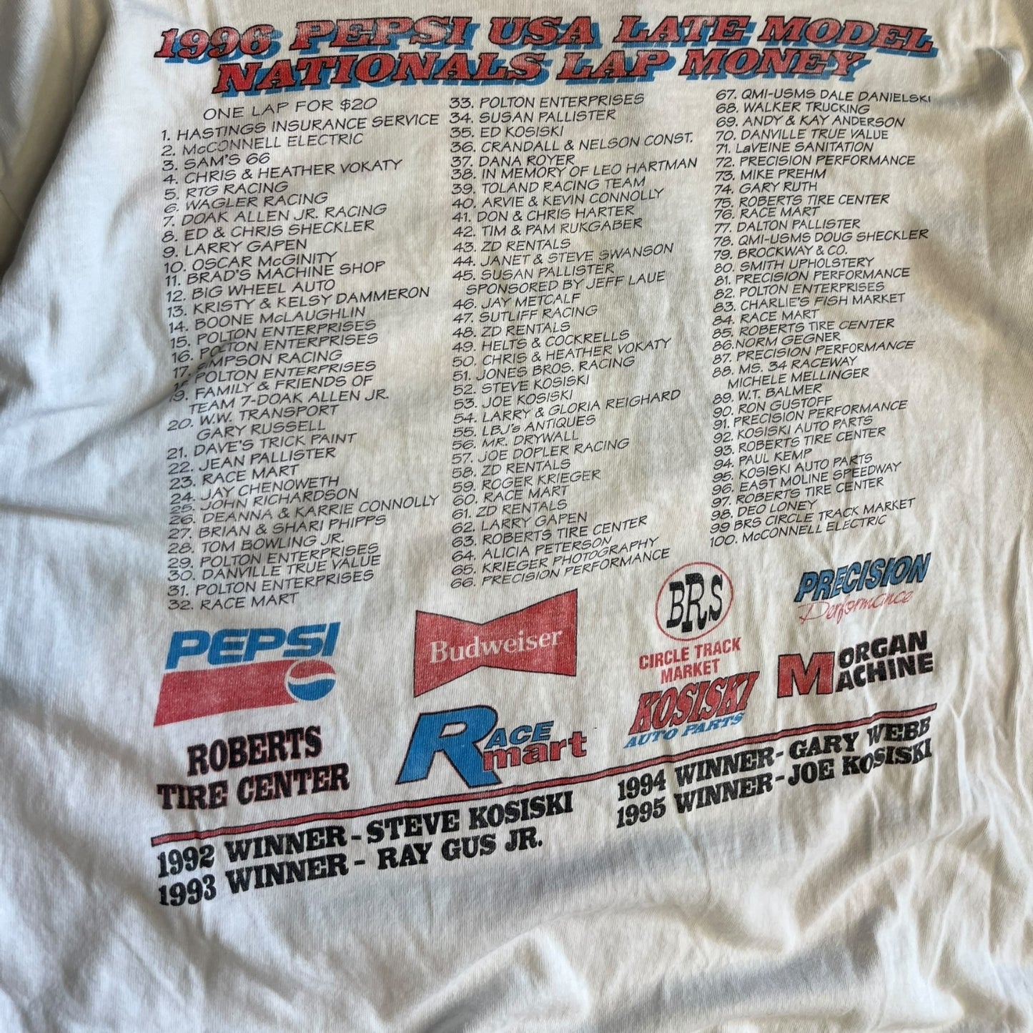 Vintage 1996 NHRA Pepsi U.S. Nationals Drag Racing Tee