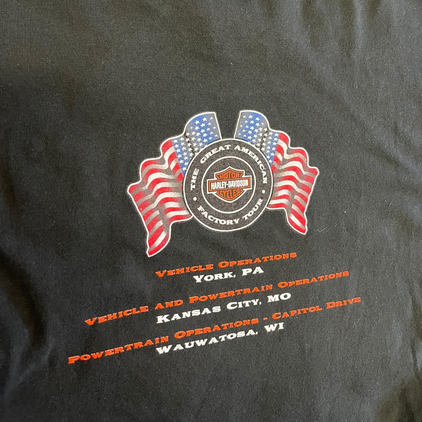 Y2K Harley Davidson The Great American Factory Tour Tee