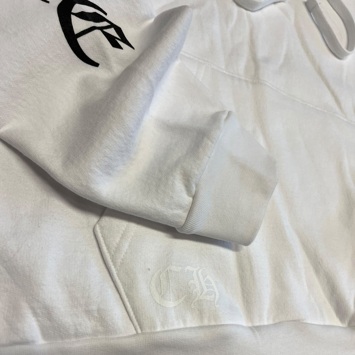 Chrome Hearts Spell Out Sleeve White Hoodie