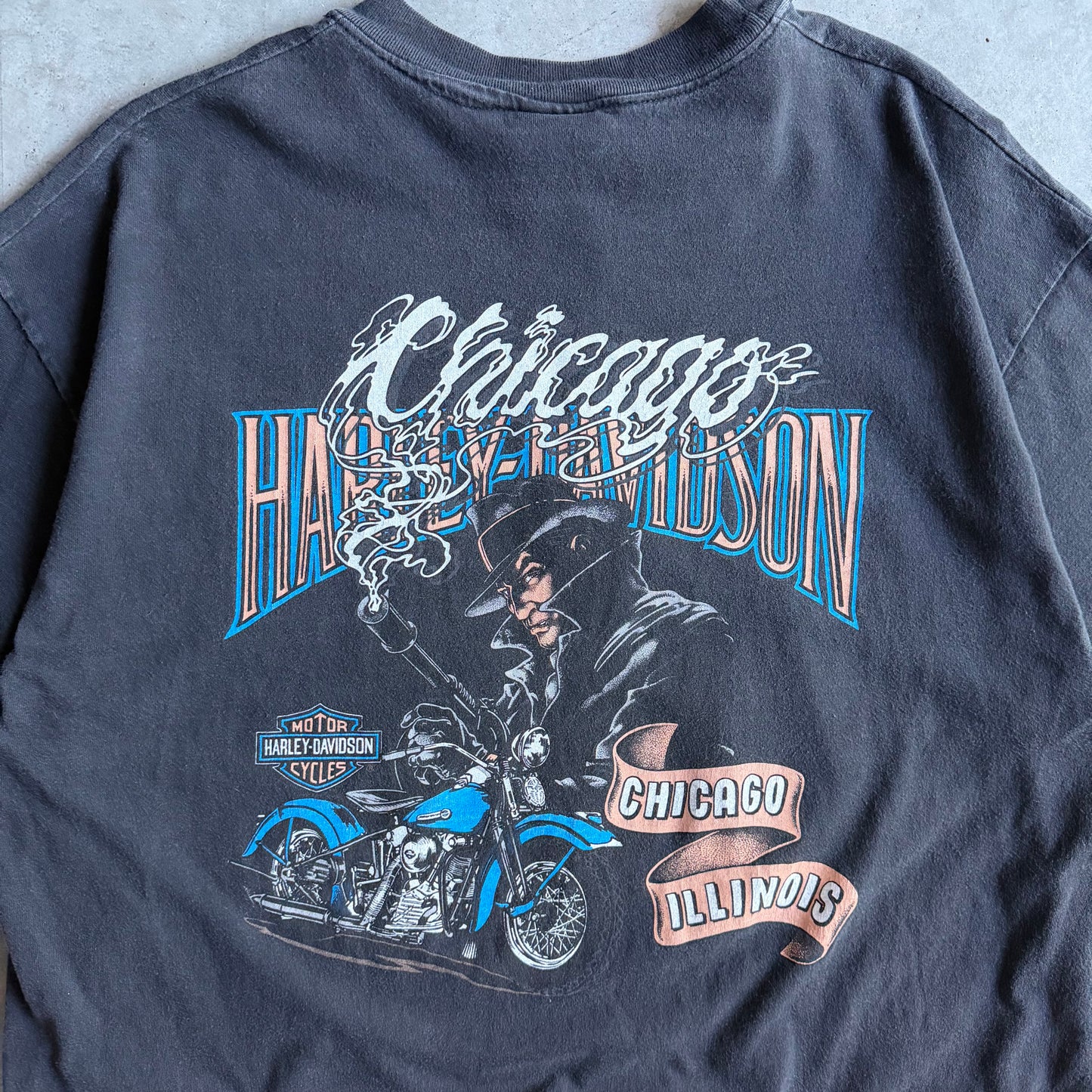 Vintage Chicago Harley Davidson USA Flag Eagle Shield Tee
