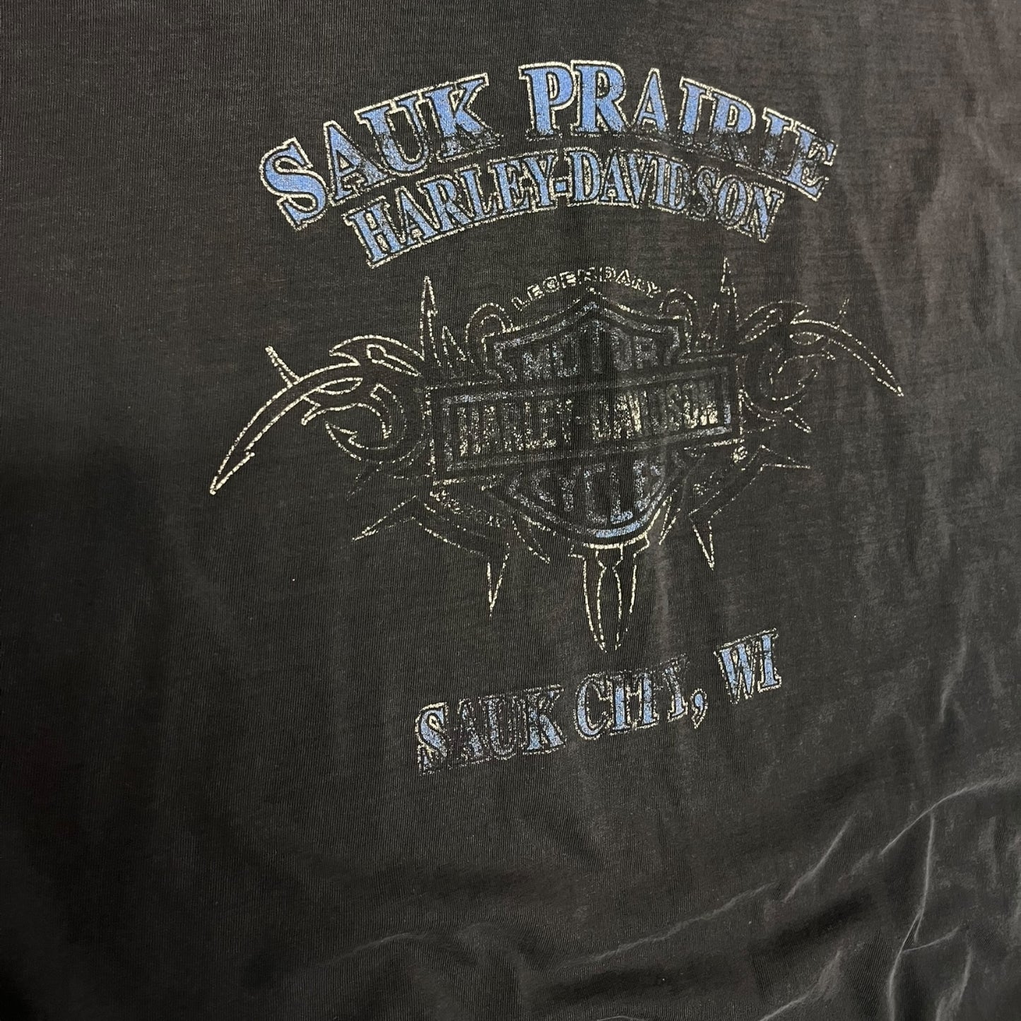 Y2K Harley Davidson Faded Blue Emblem Sleeveless