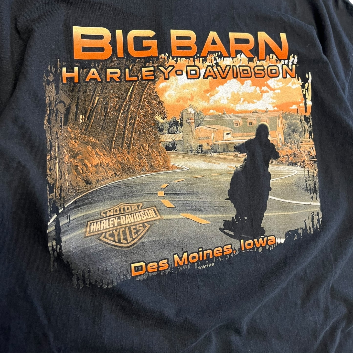 Y2K Big Barn Harley Davidson Checkered Flag Women Tee