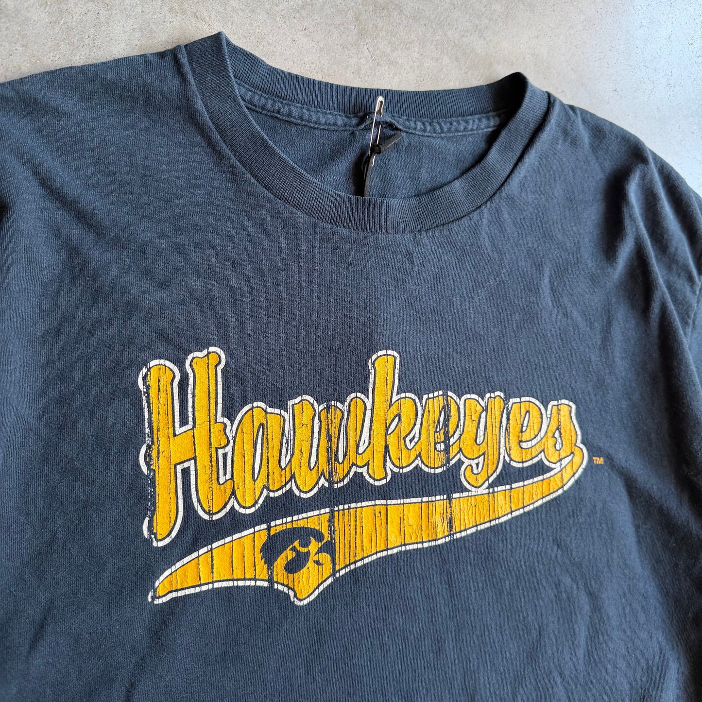 Y2K Iowa Hawkeyes Gold Wordwork Tee