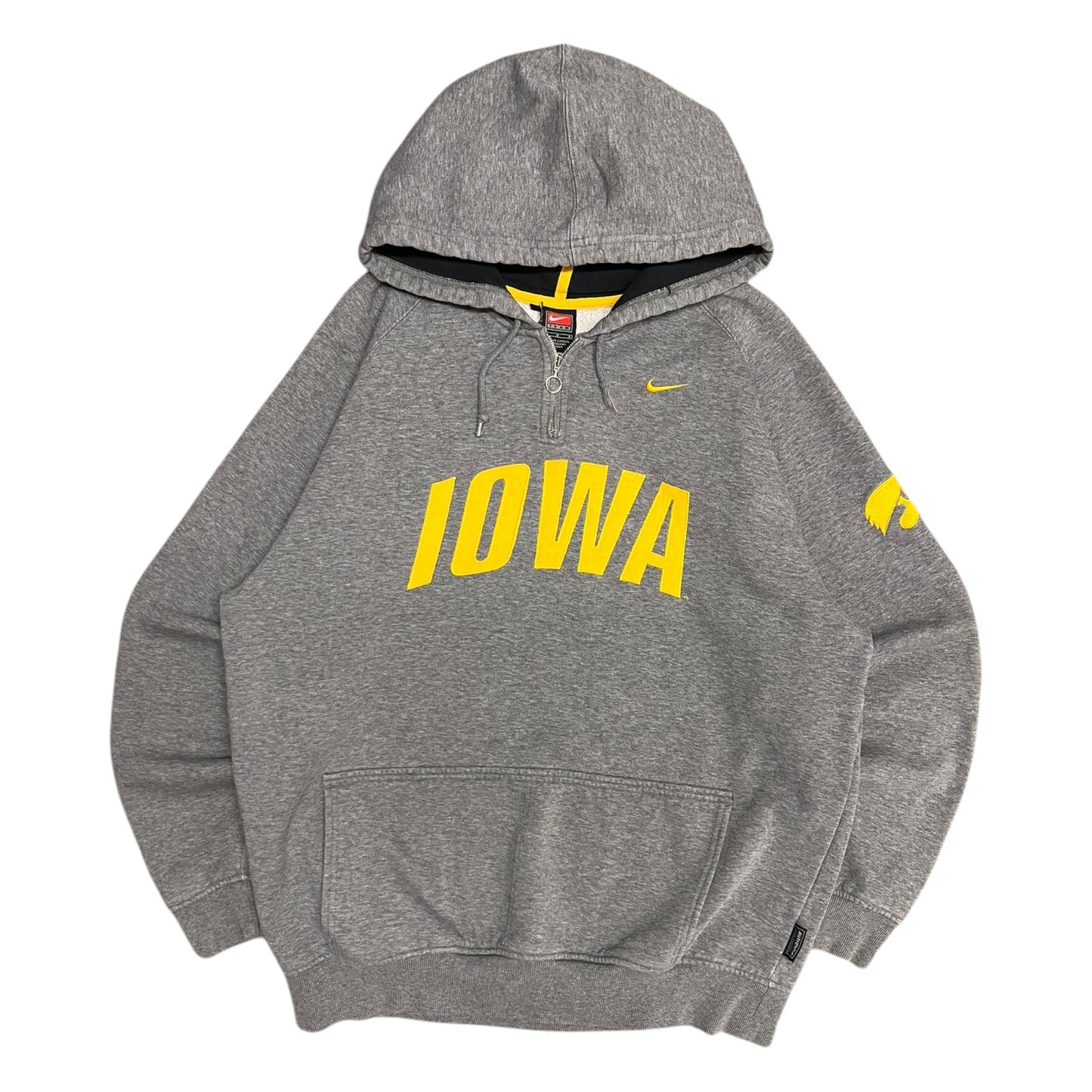 Y2K Nike Grey & Yellow Iowa Hawkeyes Quarter Zip Hoodie