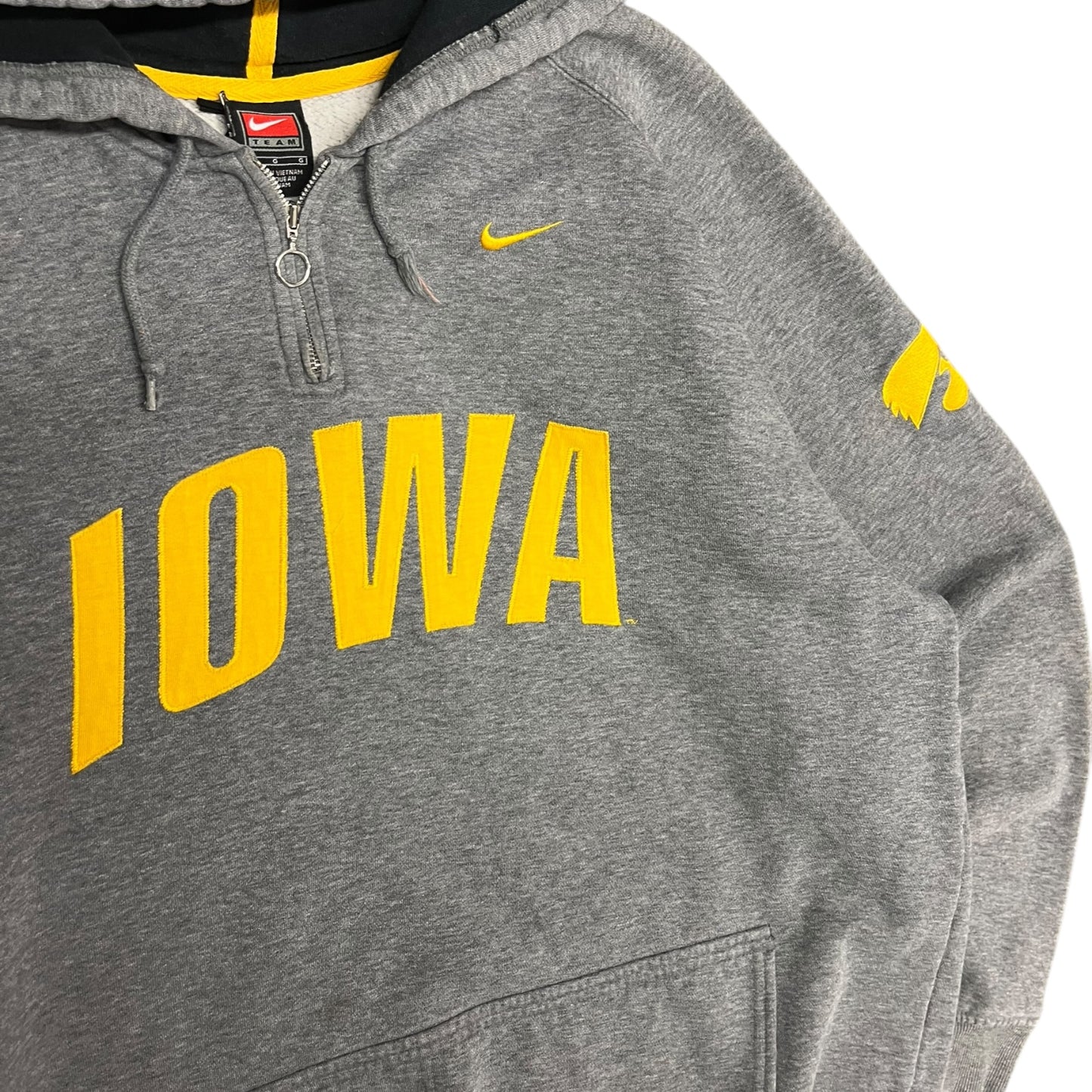 Y2K Nike Grey & Yellow Iowa Hawkeyes Quarter Zip Hoodie