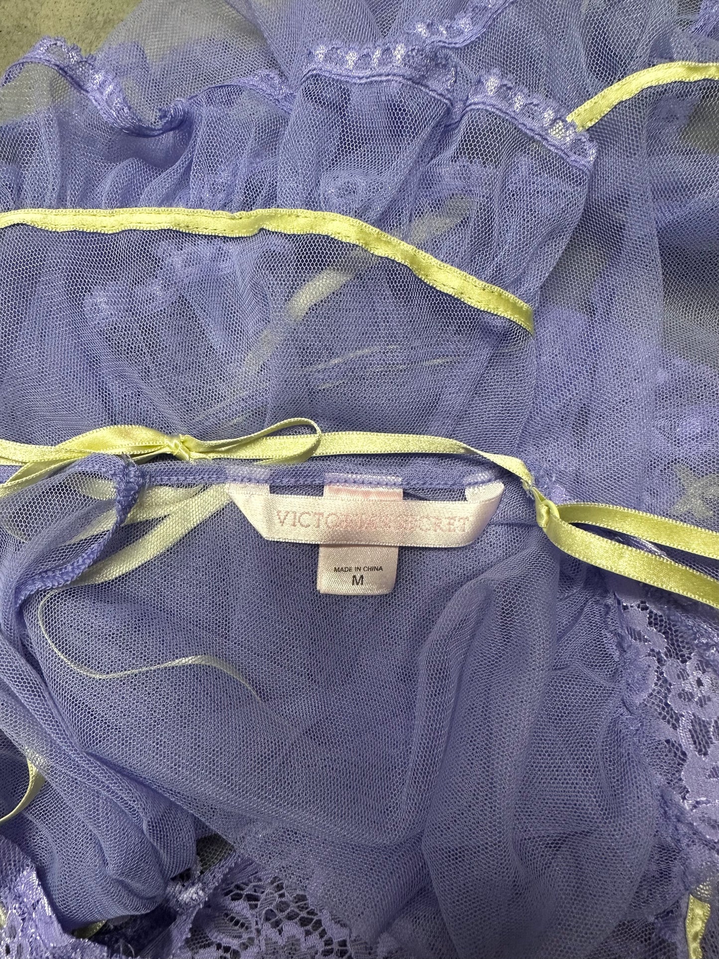 Women’s Y2K Victoria Secret Lilac Babydoll Cami With Butter Yellow Lace