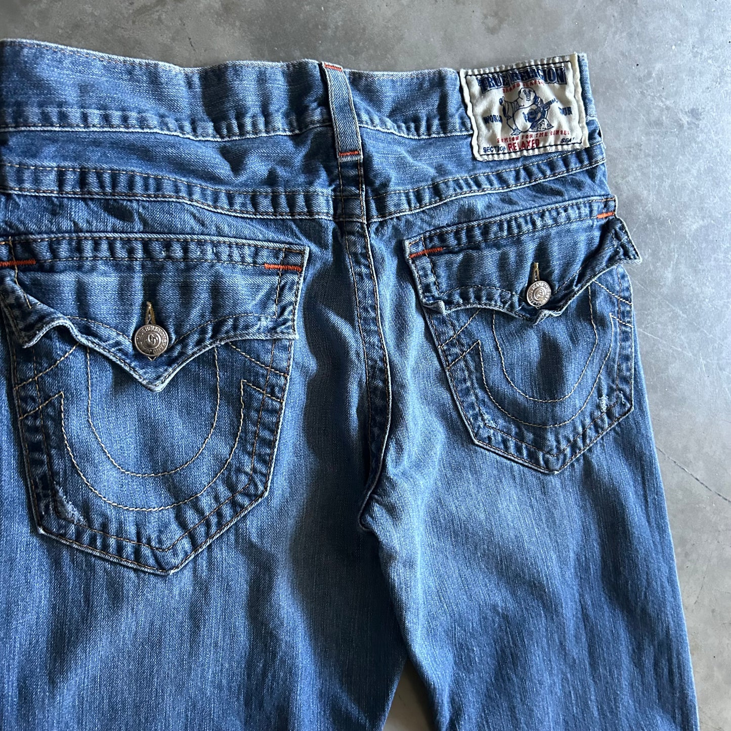 True Religion Relaxed Fit Blue Cuff Leg Jeans