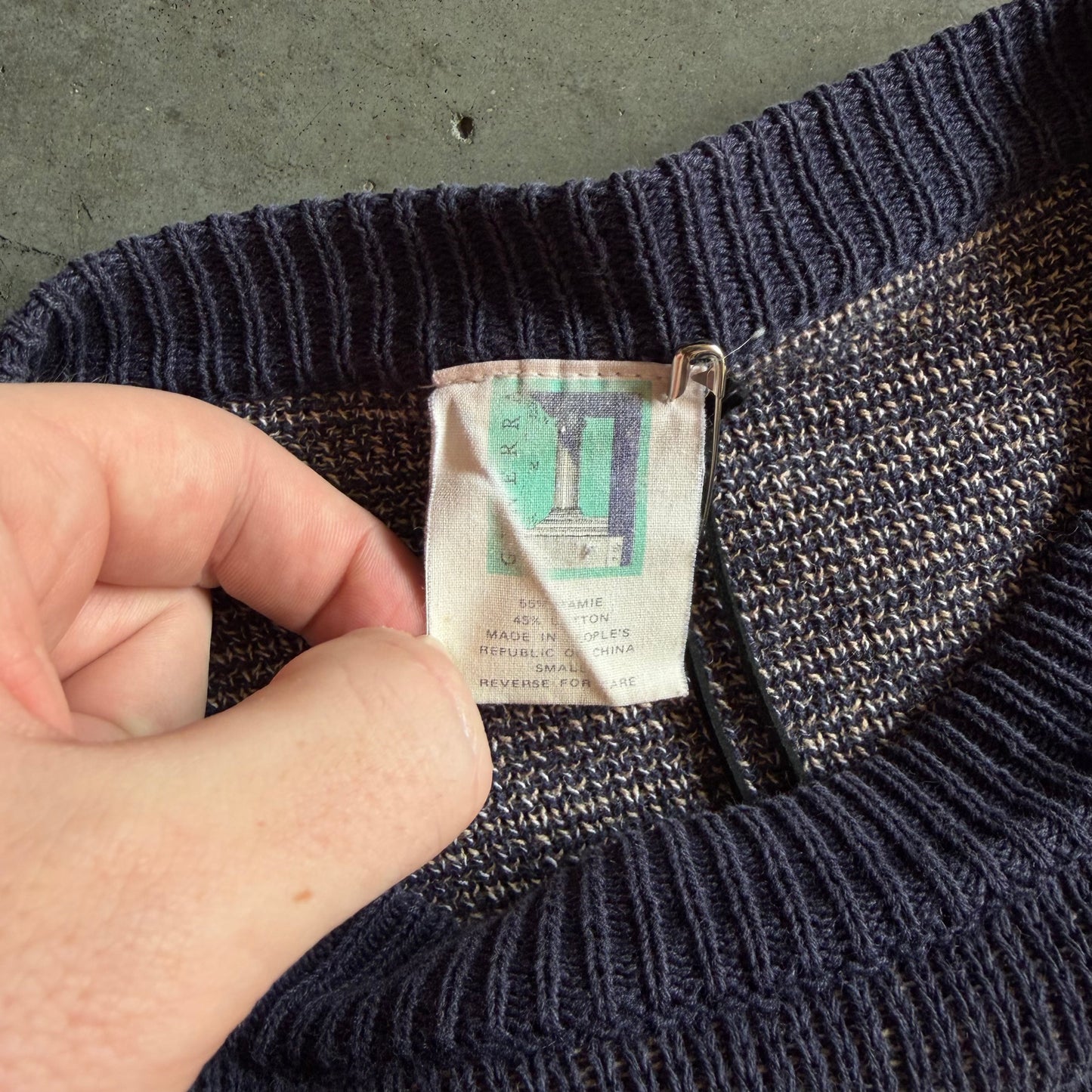 Vintage Blue Knit Art Sweater