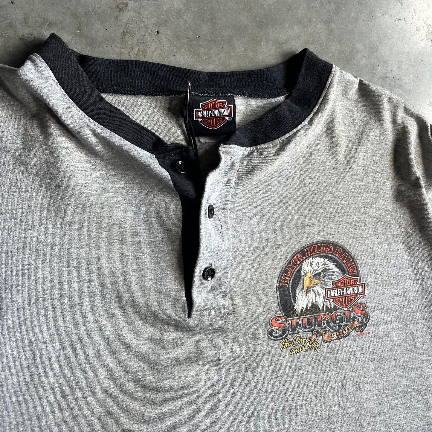 Y2K Harley Davidson Sturgis Henley Short Sleeve Shirt