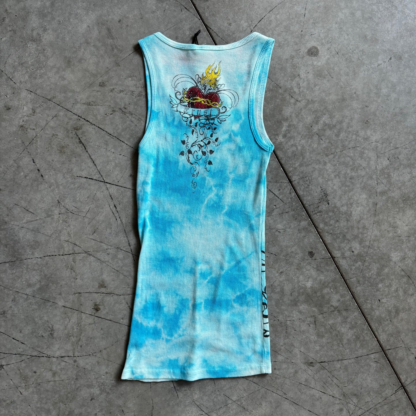 Y2K Vocal Blue Tattoo Rhinestone Grunge Tank