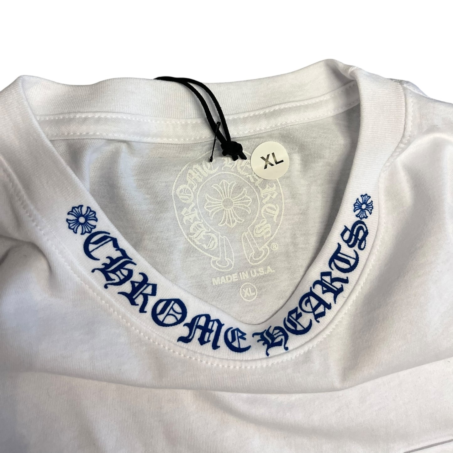 Chrome Hearts Spell Out Long-Sleeve Pocket Tee Wht/Blue