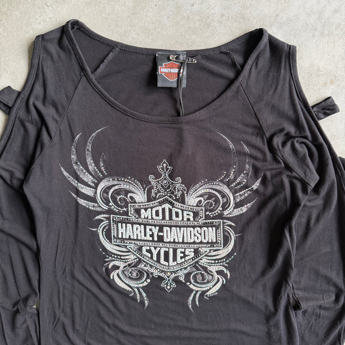 Women’s Harley Davidson Black Bling Off The Shoulder Long Sleeve