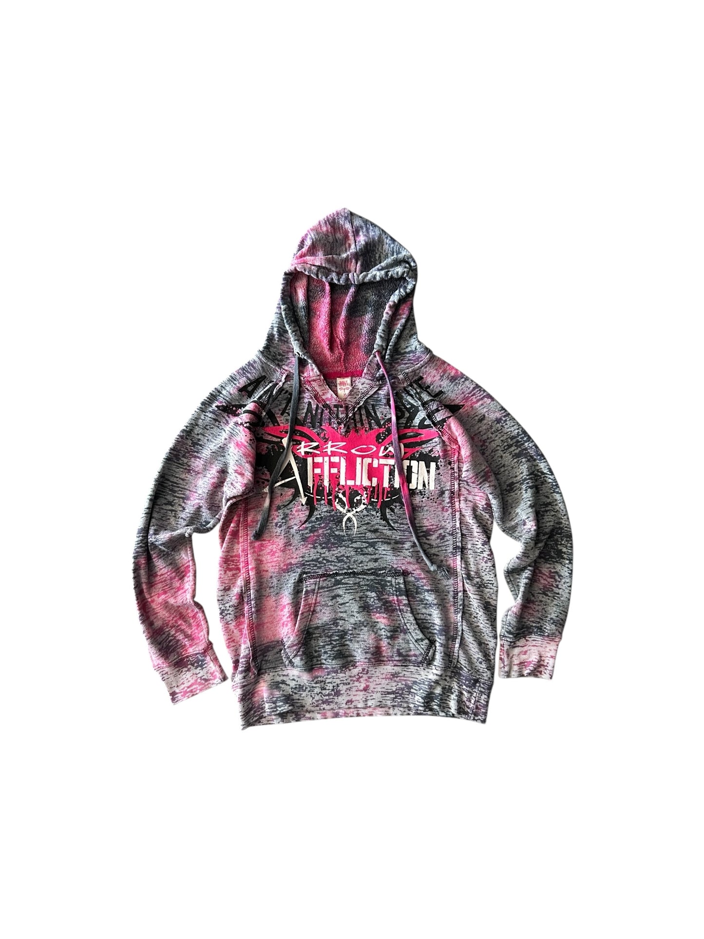 Women’s Y2K Bootleg Affliction Pink And Purple Acid Wash Hoodie