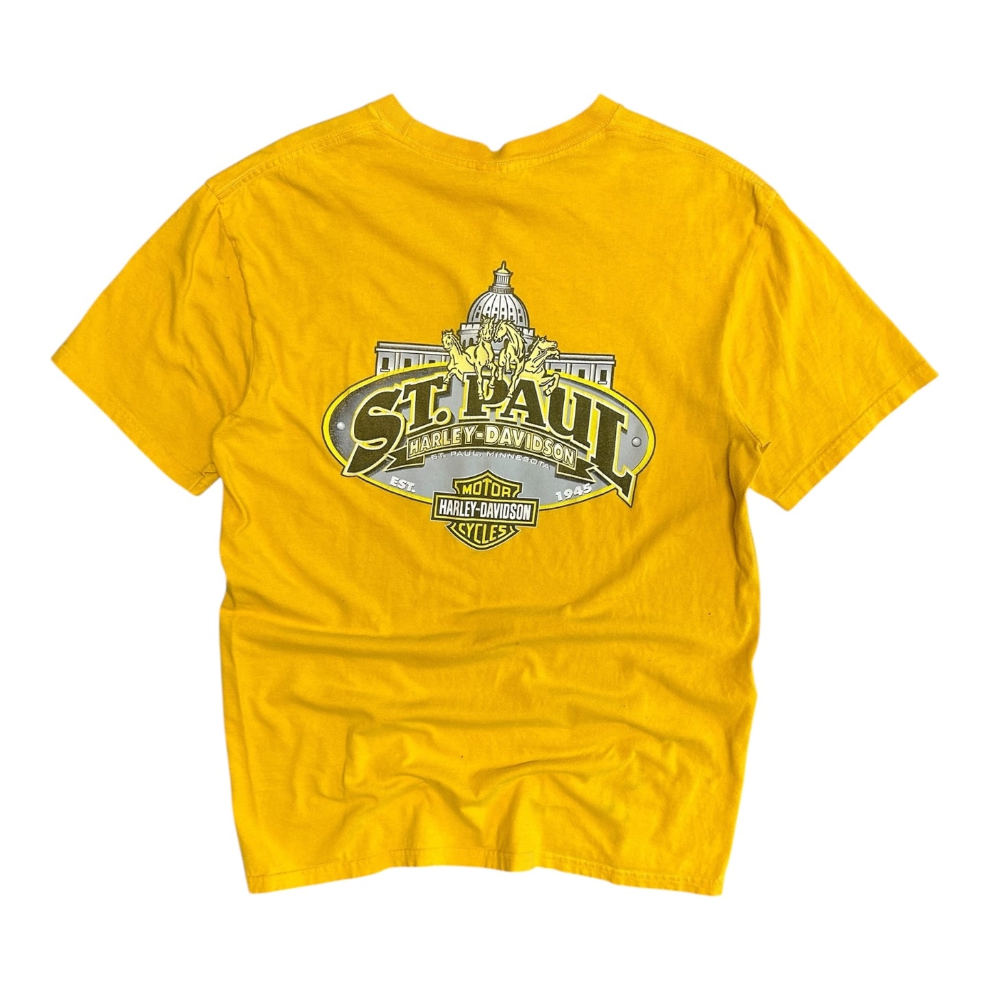 Y2K Yellow Harley Davidson St. Paul Tee