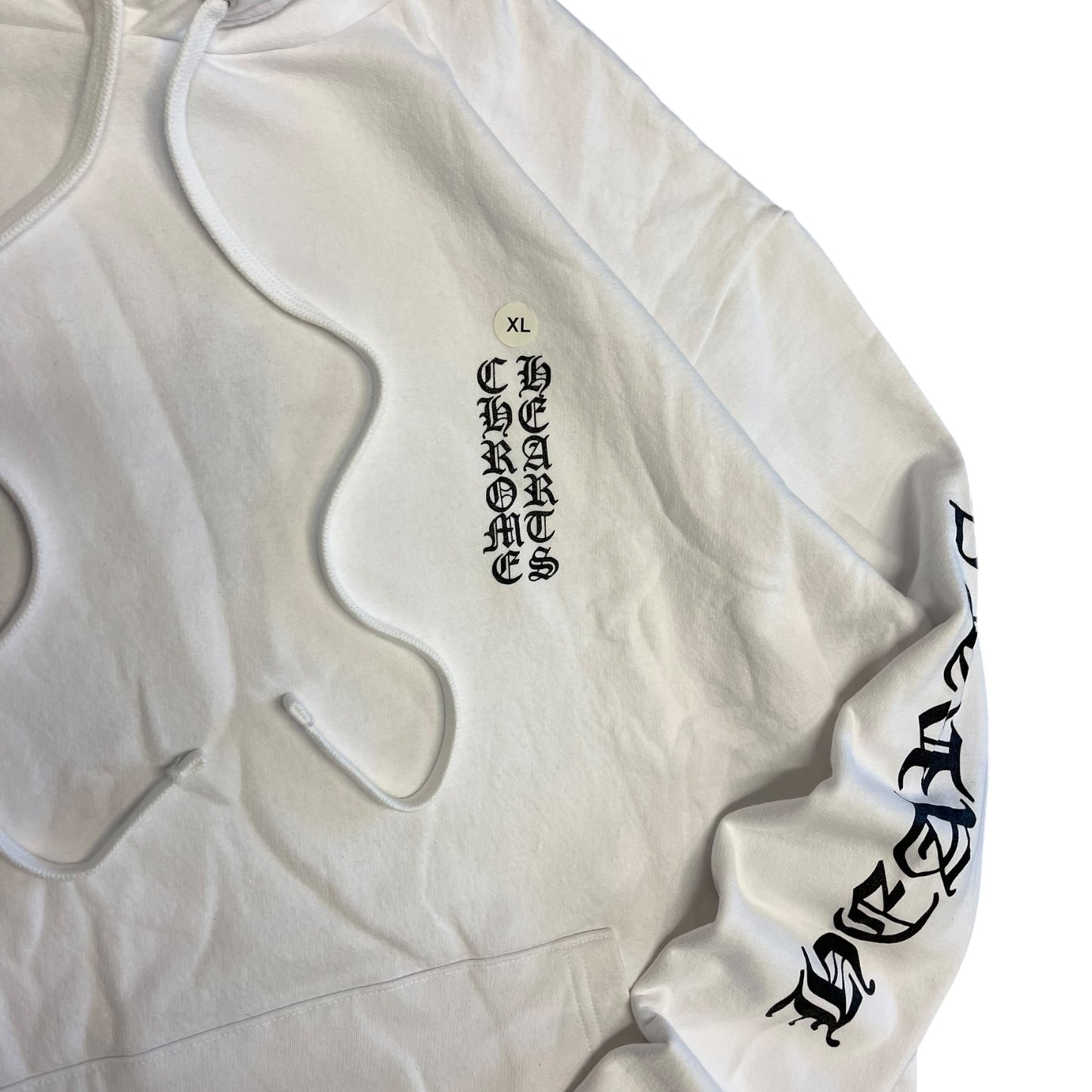 Chrome Hearts Spell Out Sleeve White Hoodie