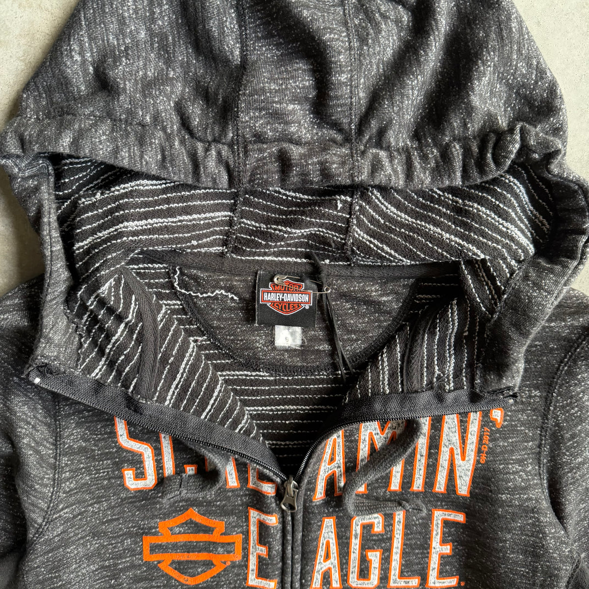 Women’s Harley Davidson “Screaming Eagle” Grey Zip Up Hoodie