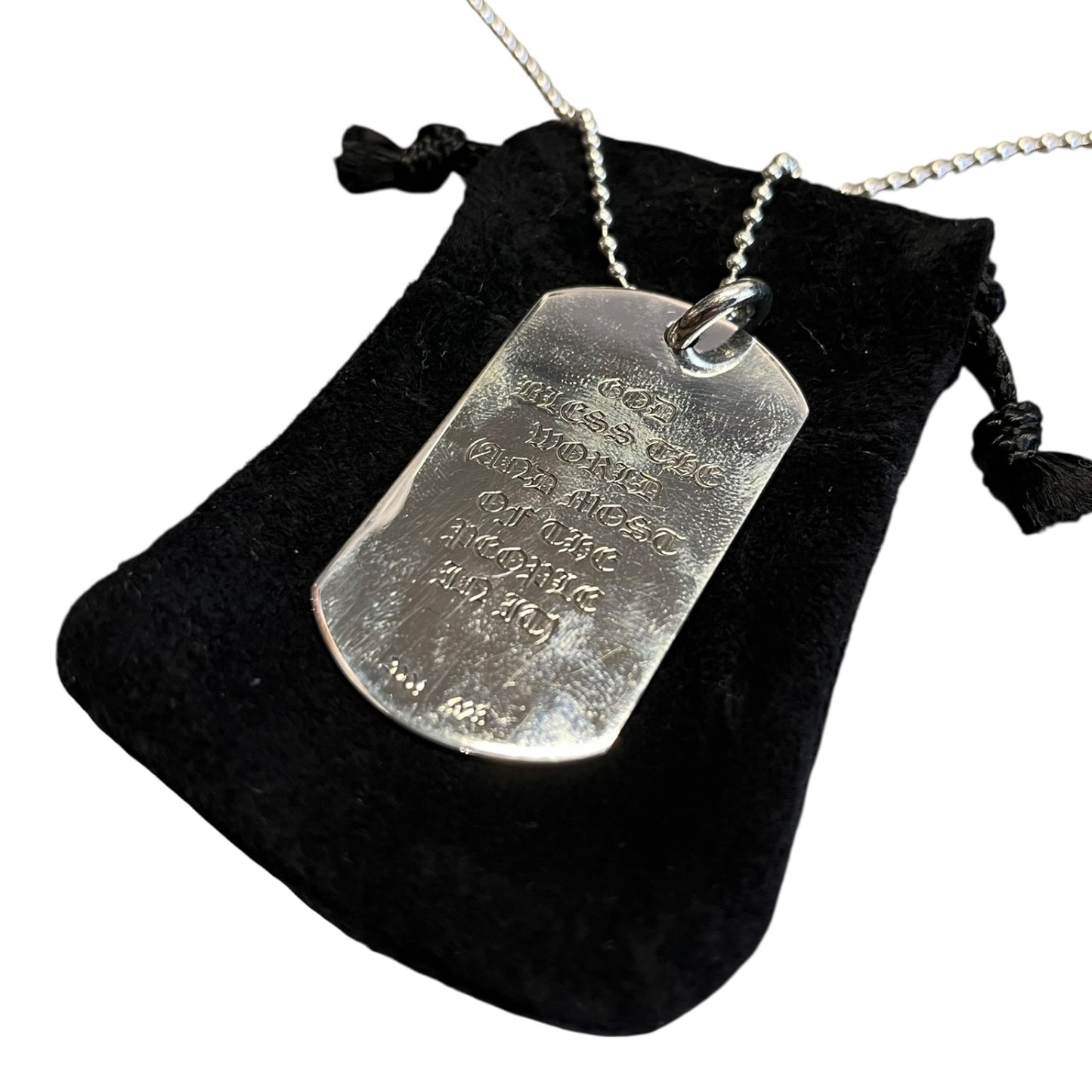 Chrome Hearts God Bless The World Dog Tag