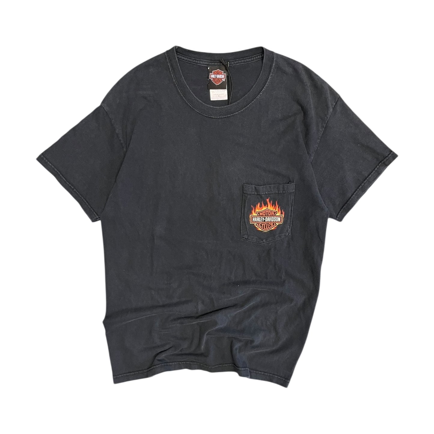Y2K Harley Davidson Flame Emblem Pocket Tee Zylstra