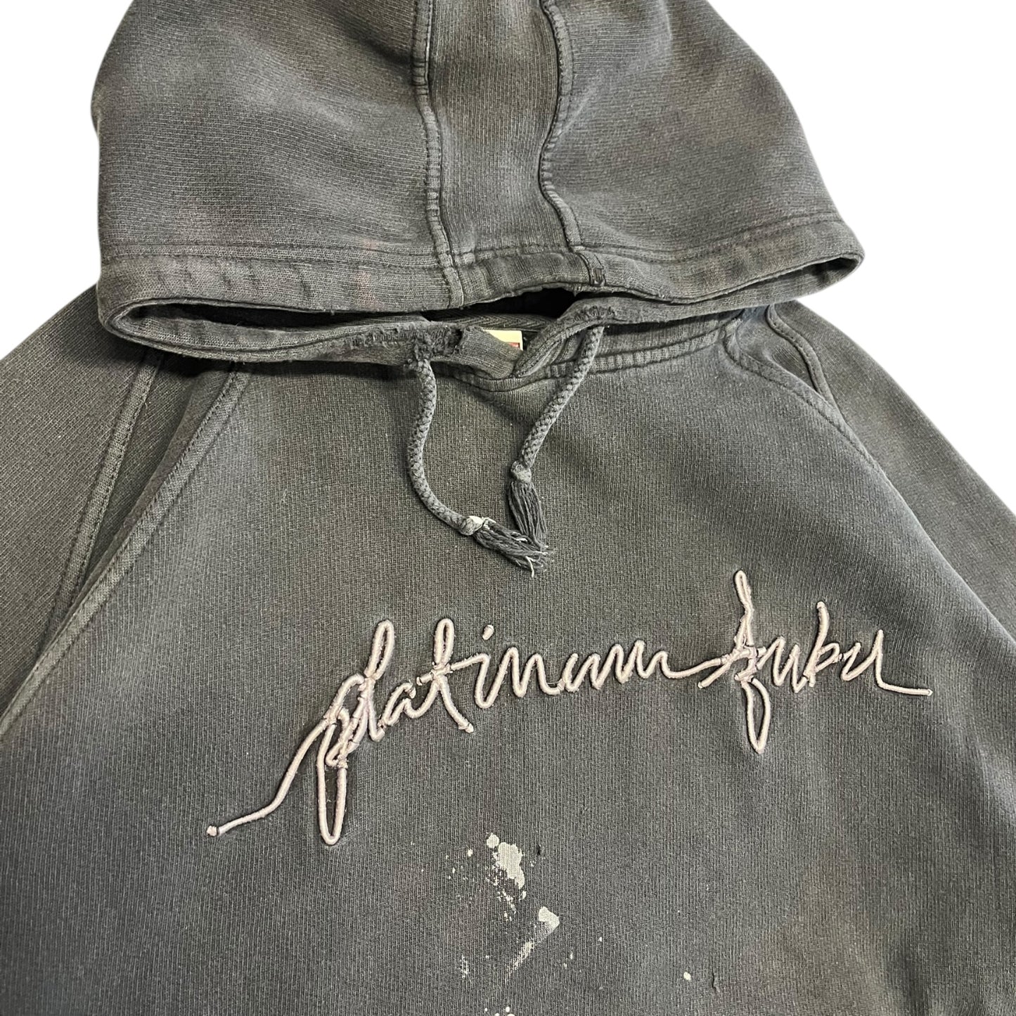 Y2K Thrashed FUBU Platinum Black Tonal Hoodie