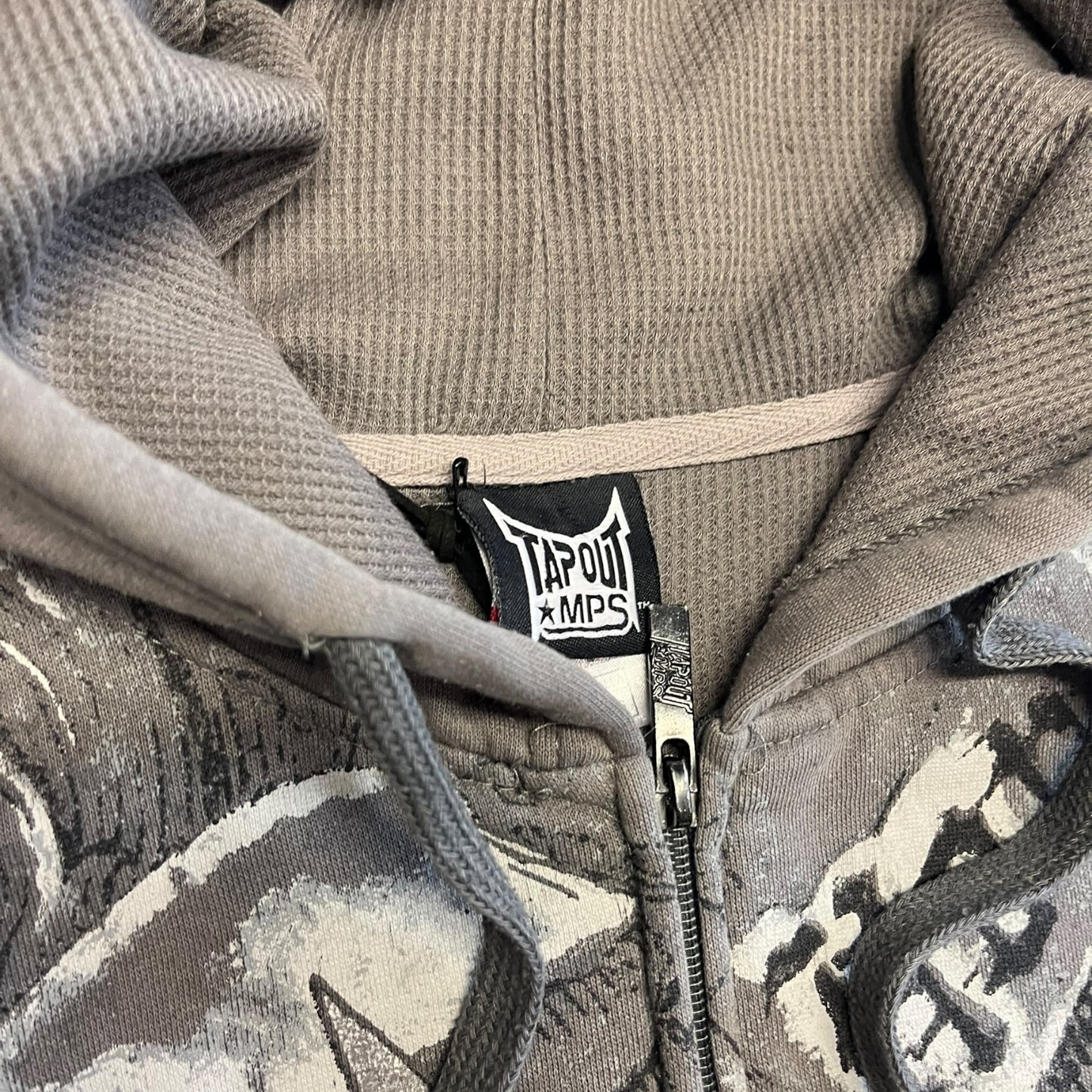 Y2K Tap Out MPS Grey Tribal Zip Up