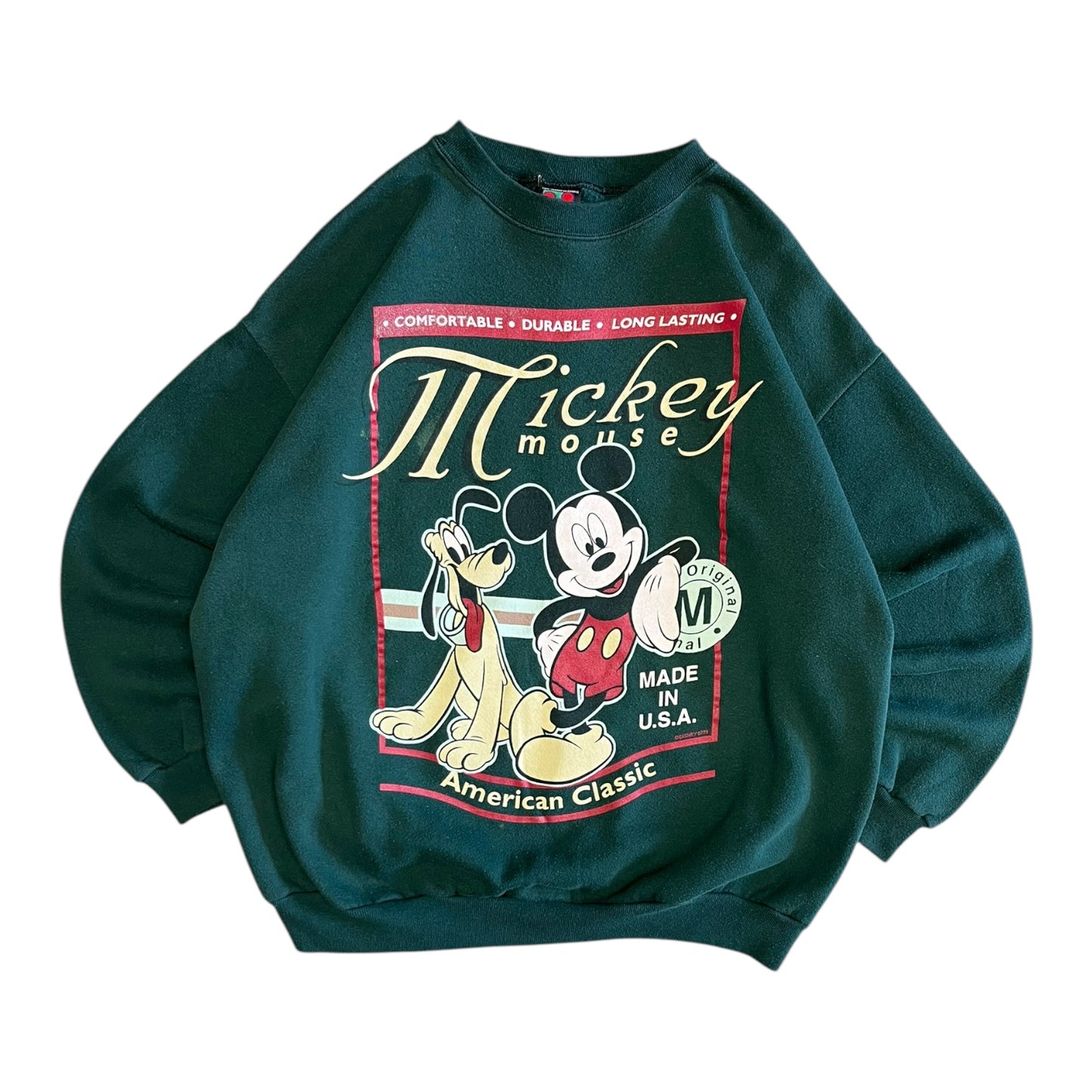 Vintage Mickey Mouse Pluto Green Crewneck
