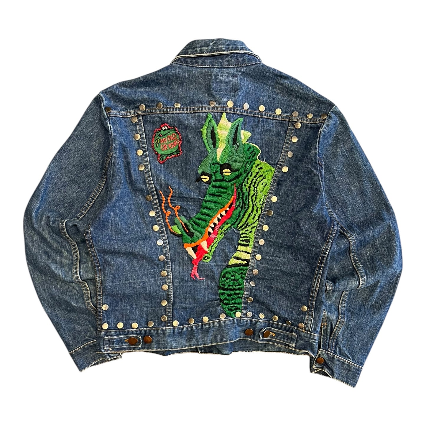 Vintage Wrangler Studded Denim Jacket with Dragon Embroidery