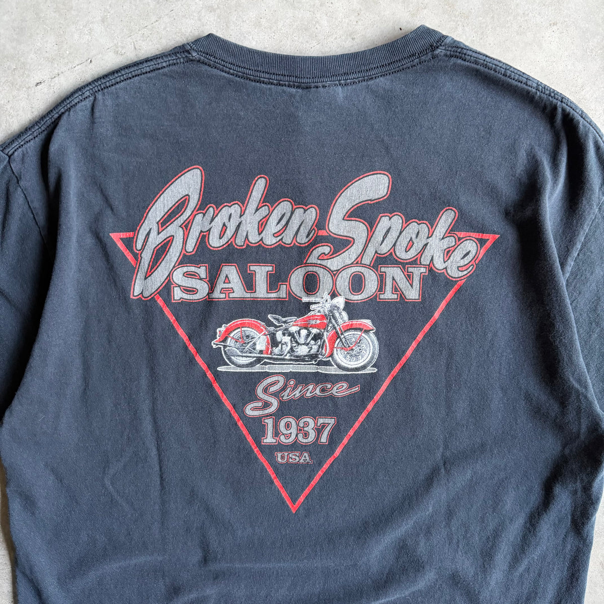 Vintage Broken Spoke Saloon Red Bike Tee