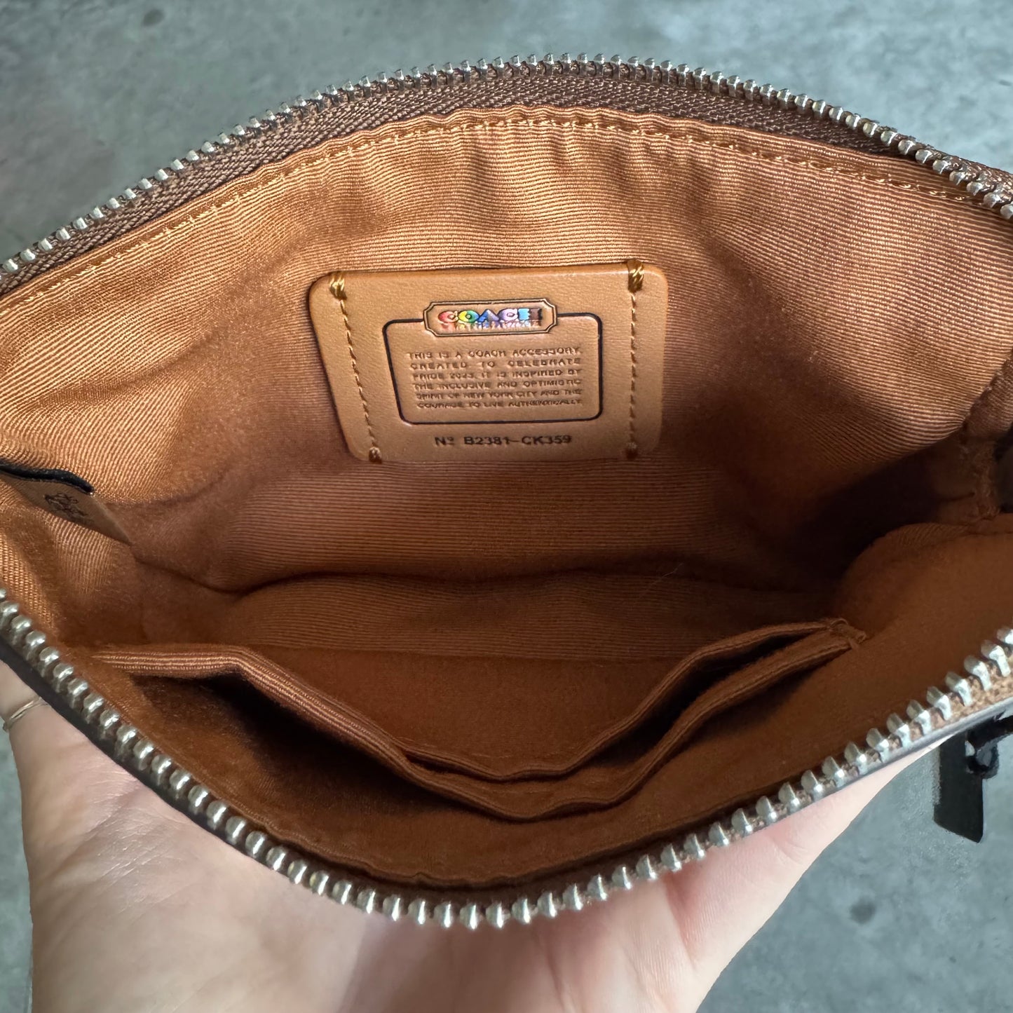 Coach Signature Canvas Corner Zip Wristlet PRIDE “Roll With It” Wallet