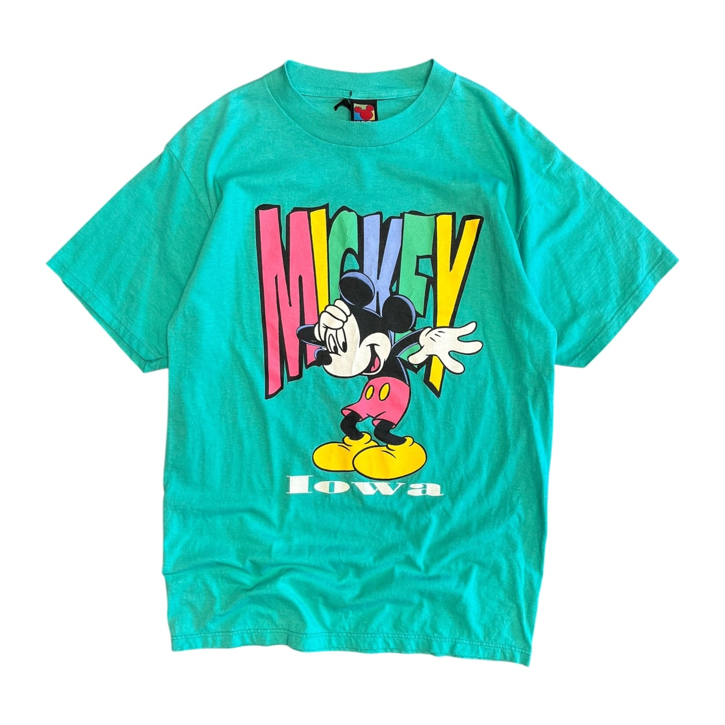 Vintage Mickey Mouse Iowa Teal T Shirt