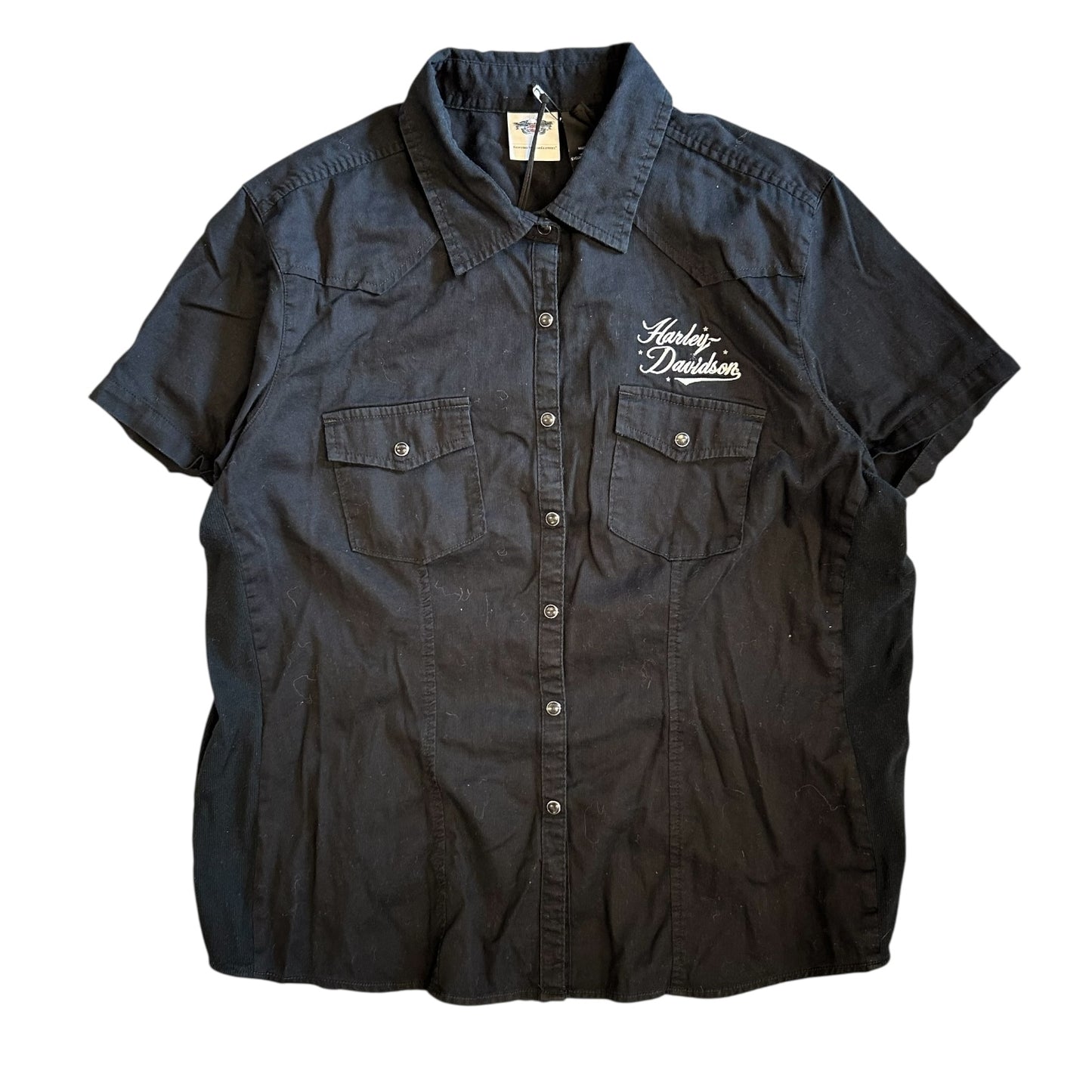 Y2K Women’s Harley Davidson Black Button Up Shirt