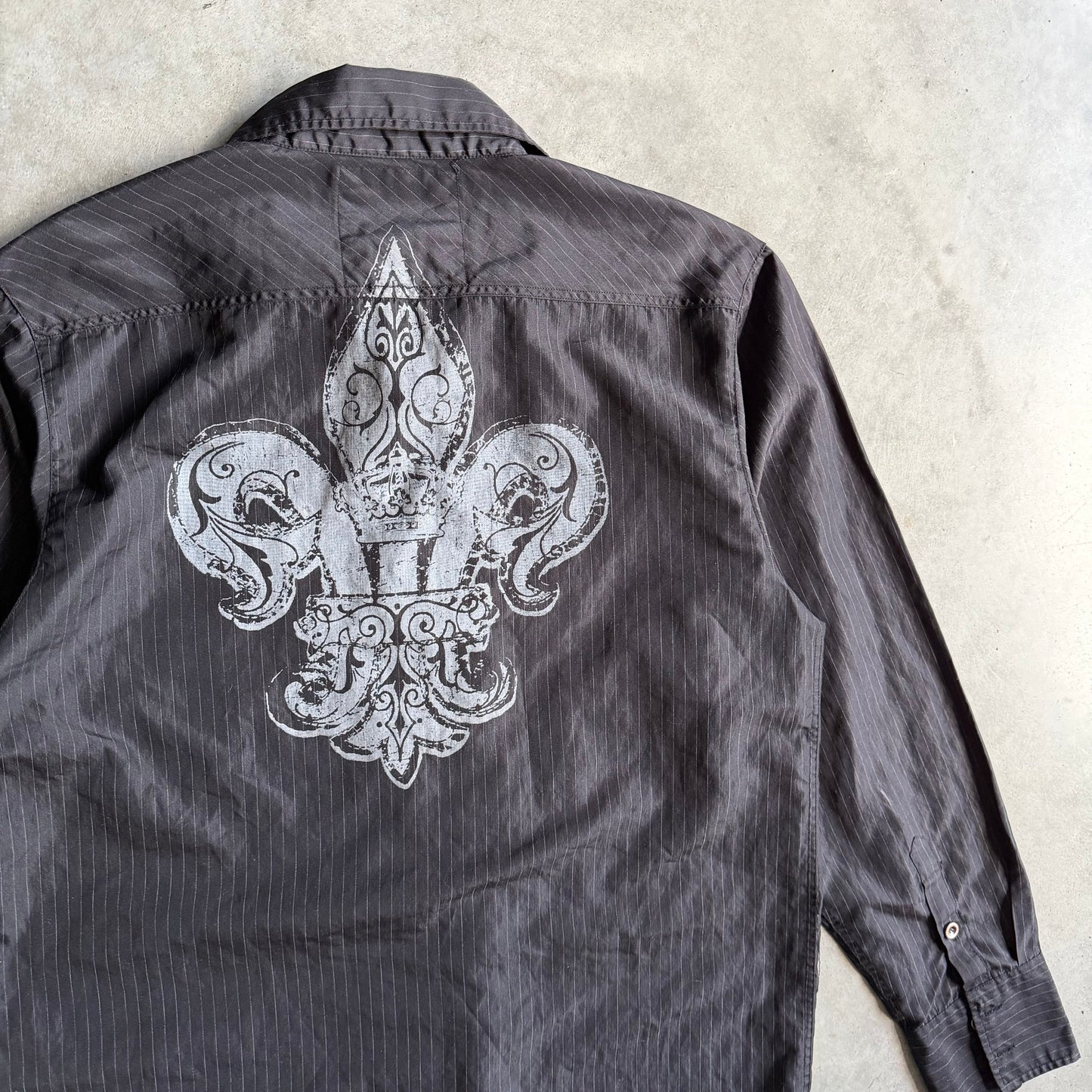 Y2K Level 10 Black Stripe La Fluer Button Up Shirt