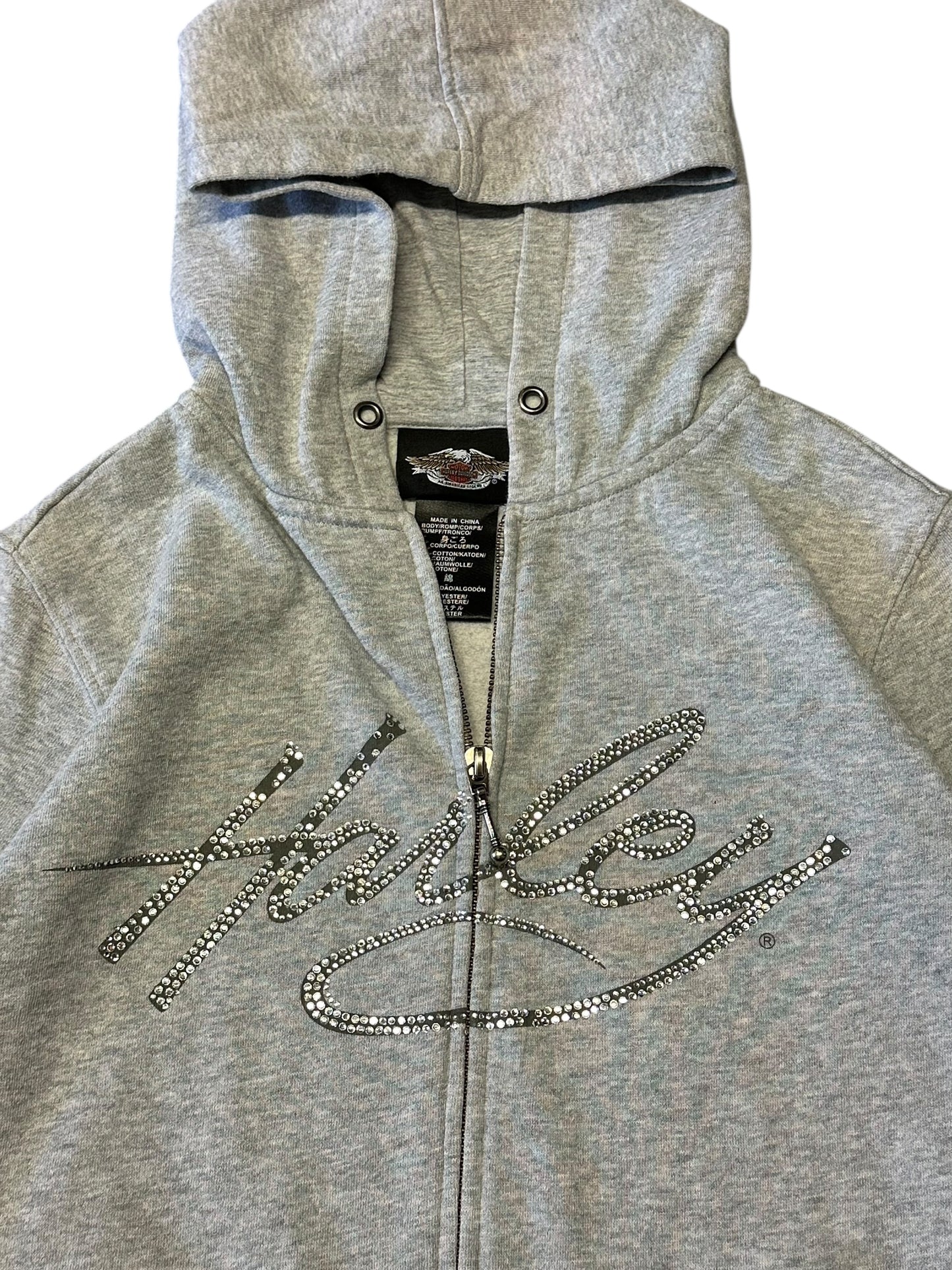 Women’s Harley Davidson Grey Bling Zip Up