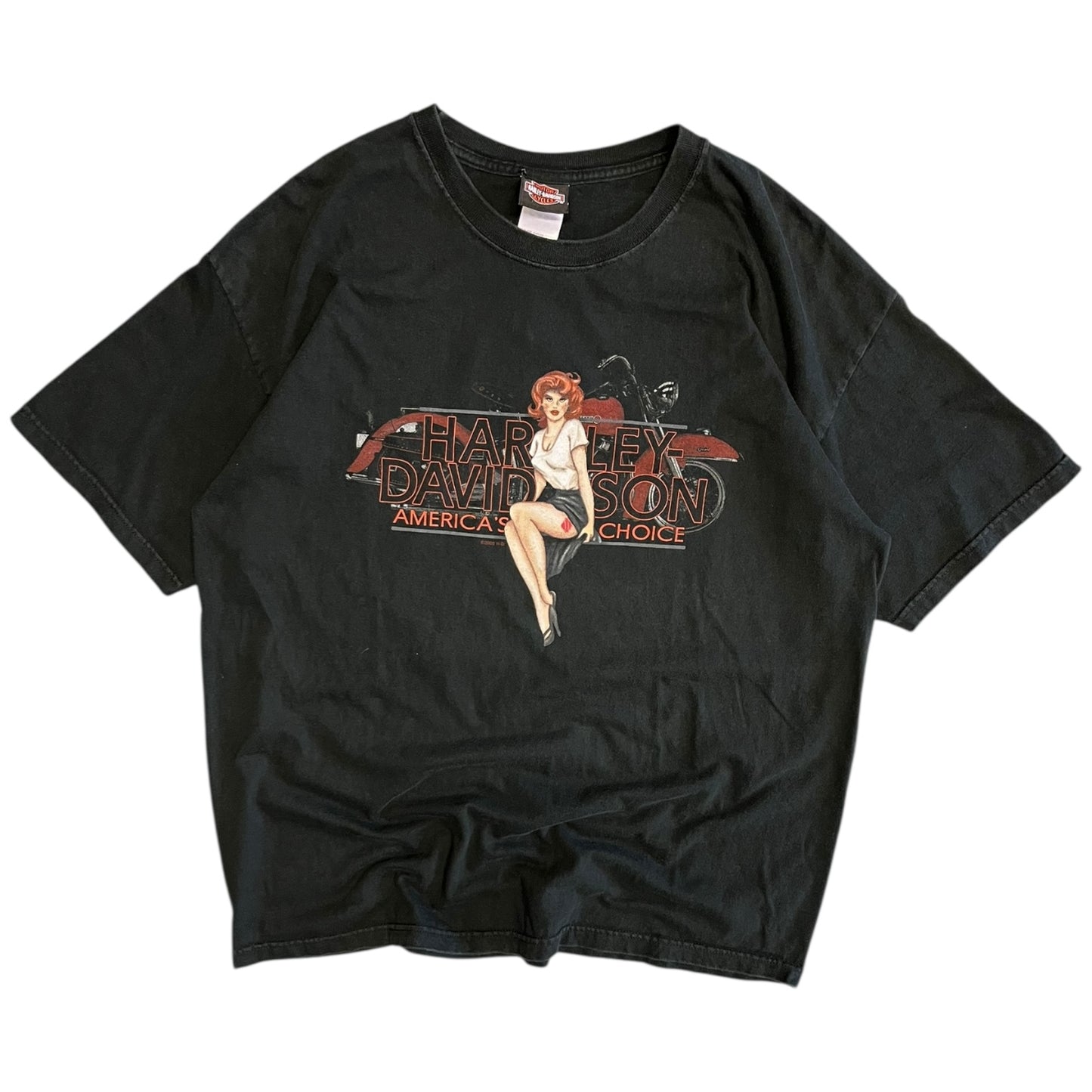 Y2K Harley Davidson Red Hair Motorcycle Women Tee