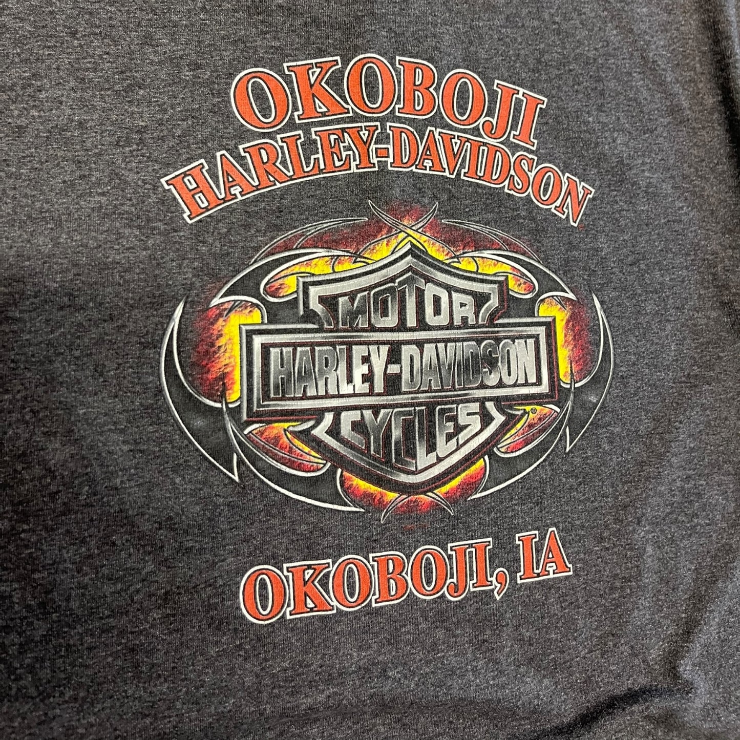 Y2K Okoboji Harley Davidson Chest Pocket Tee