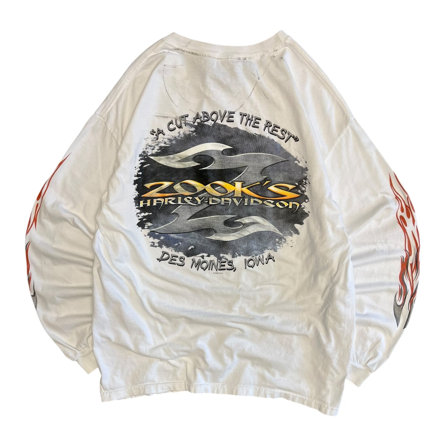 Y2K Harley Davidson Flame Sleeve White Longsleeve