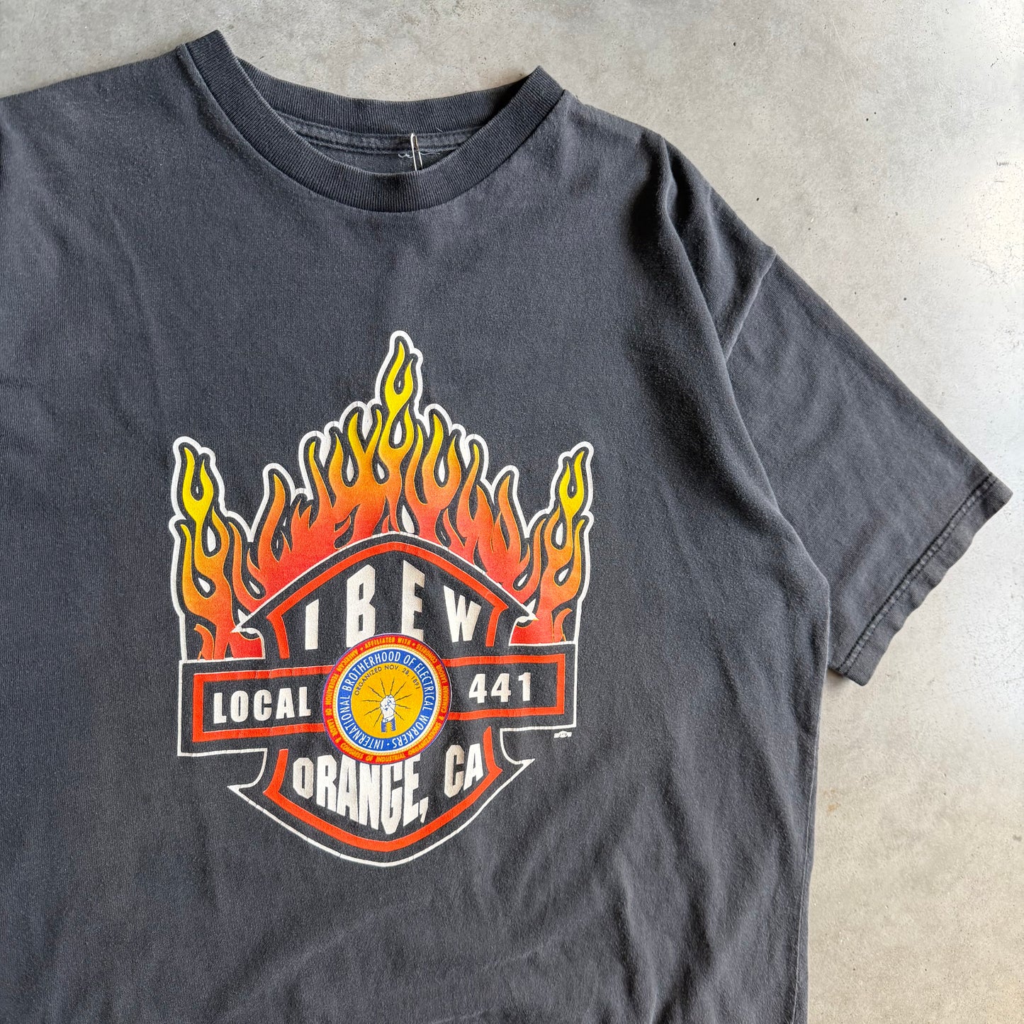 Vintage IBEW Electrical Workers Flaming Logo Tee