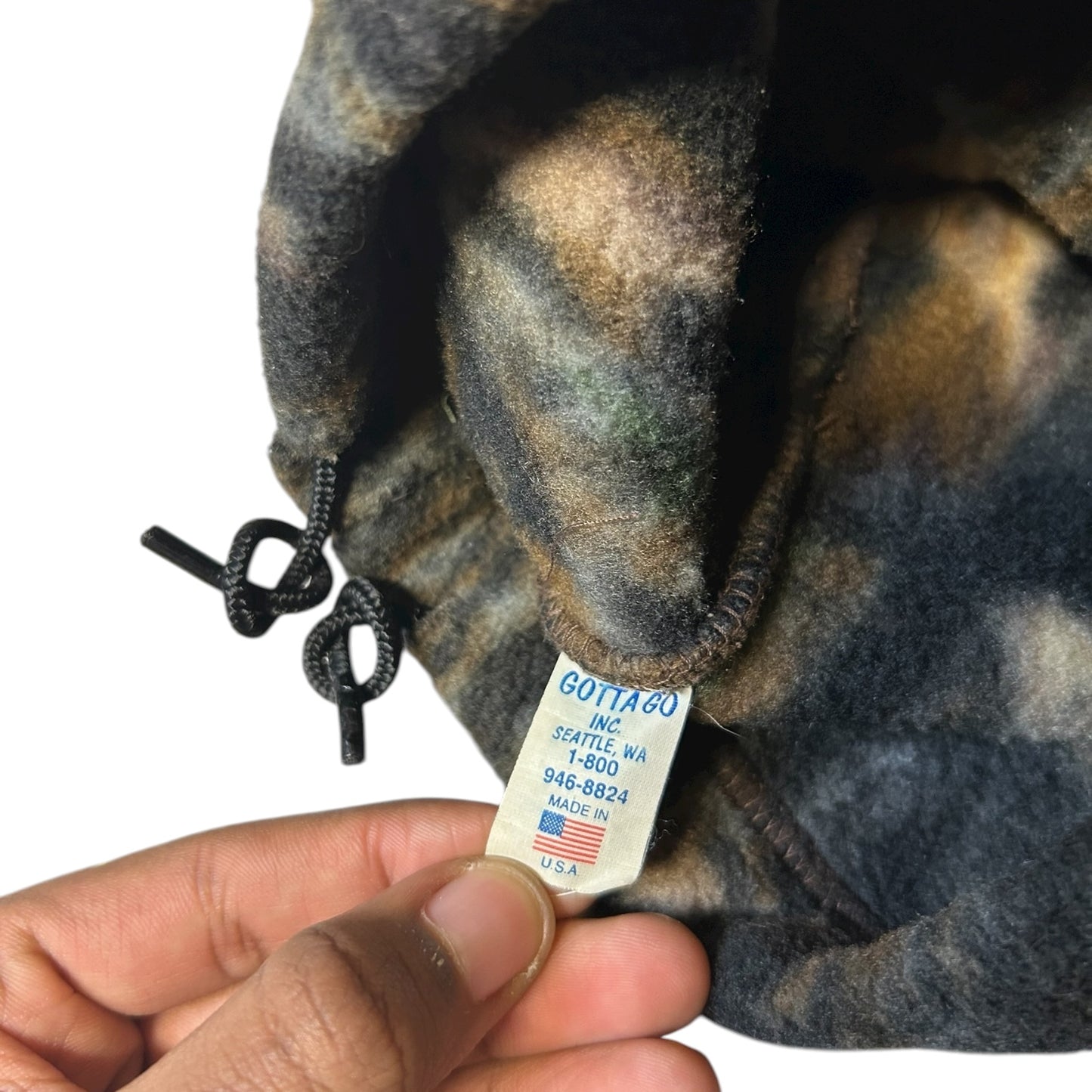 Vintage Adjustable Camo Fleece Hood