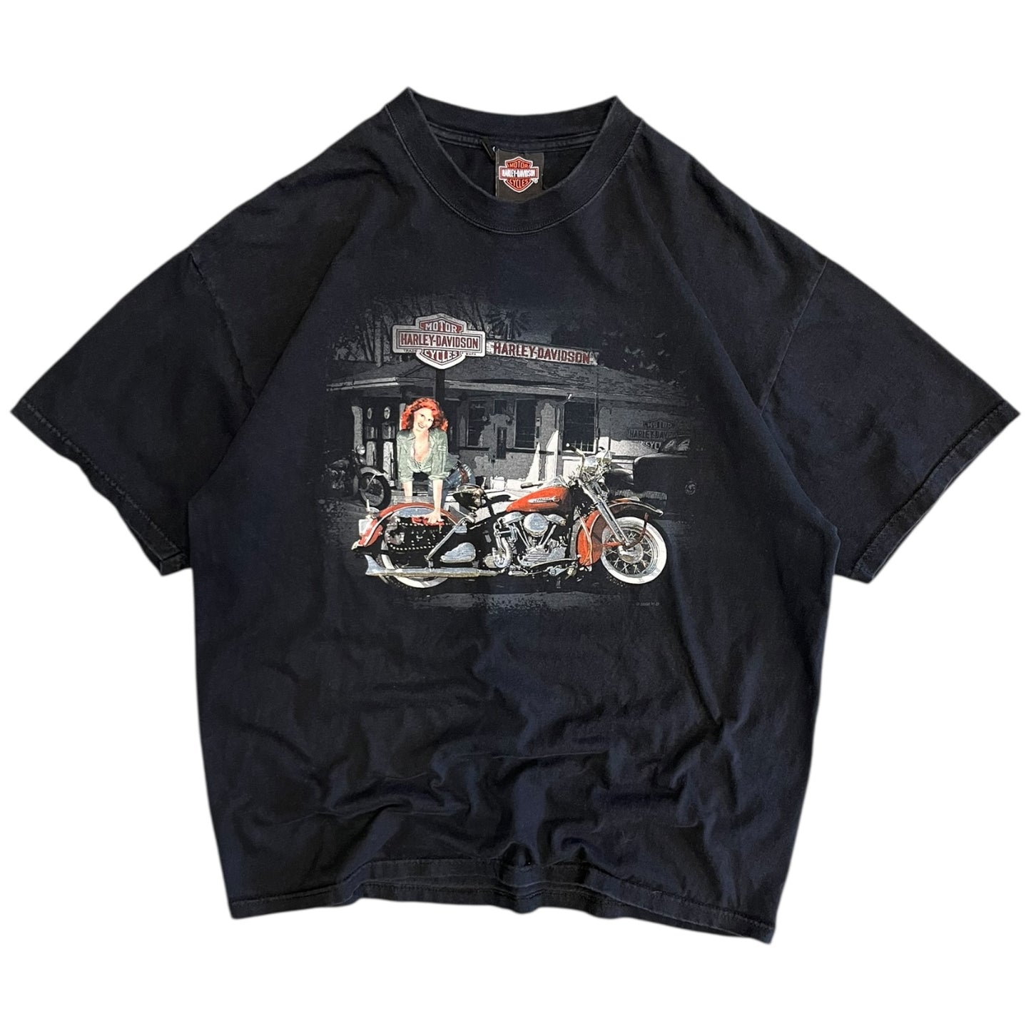 Y2K Harley Davidson Bowling Green Red Hair Motorcycle Women Tee