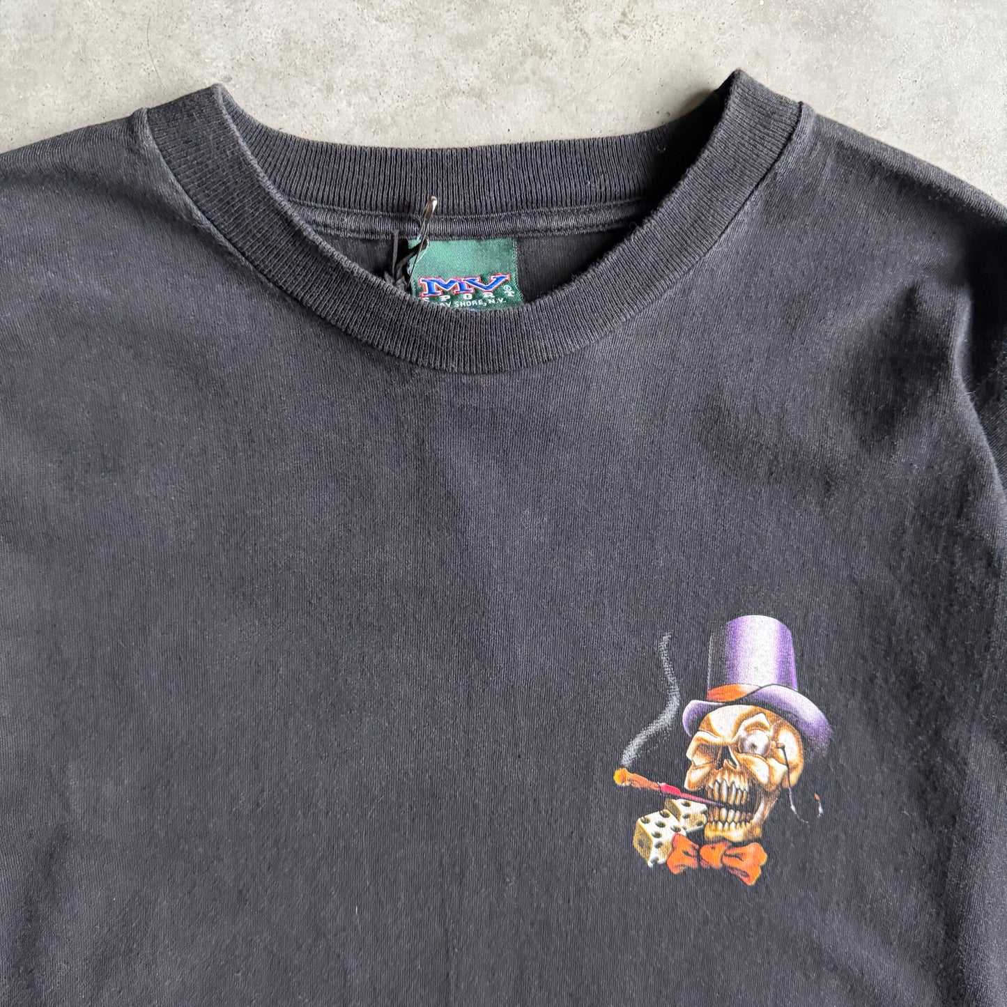 Vintage Flaming Gambler Dice Skeleton L/S Tee
